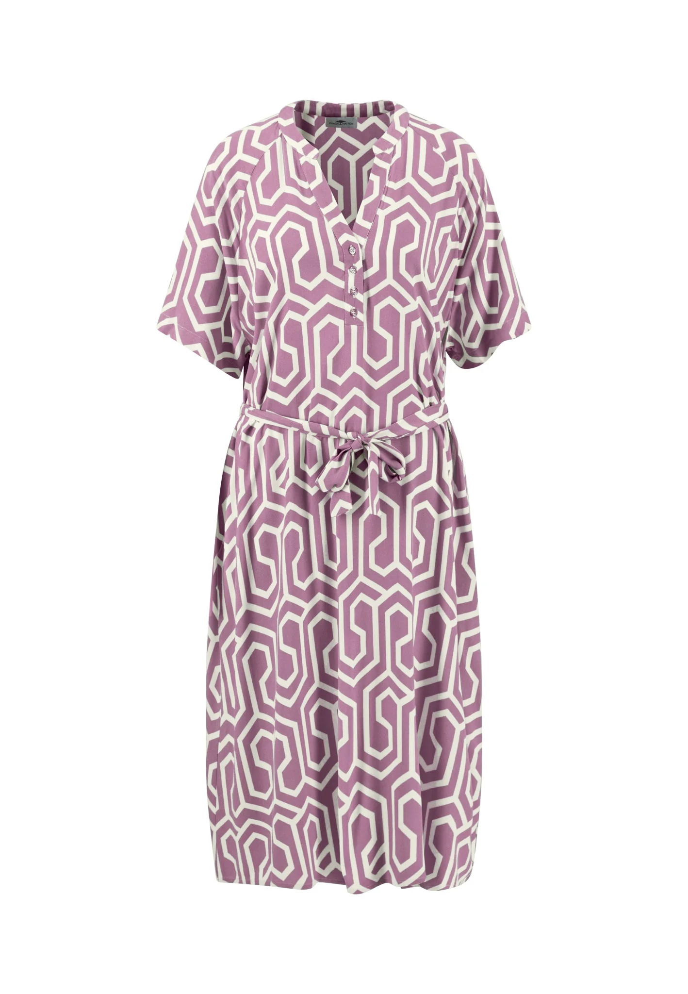Kleid aus Viskose mit grafischem Print und Bindegürtel - Image 6