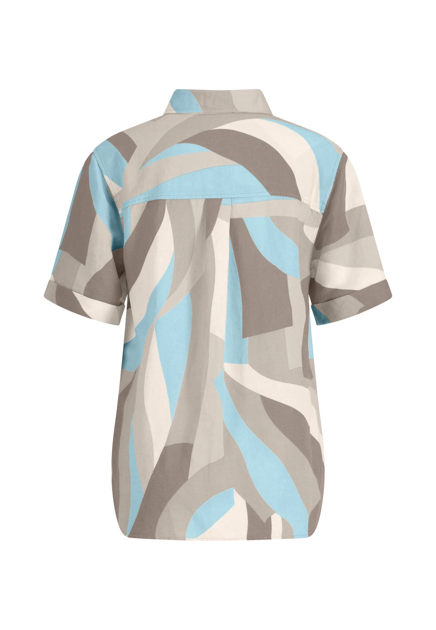 Kurzarm Bluse aus Leinen-Viskose-Mix mit Alloverprint - Image 2