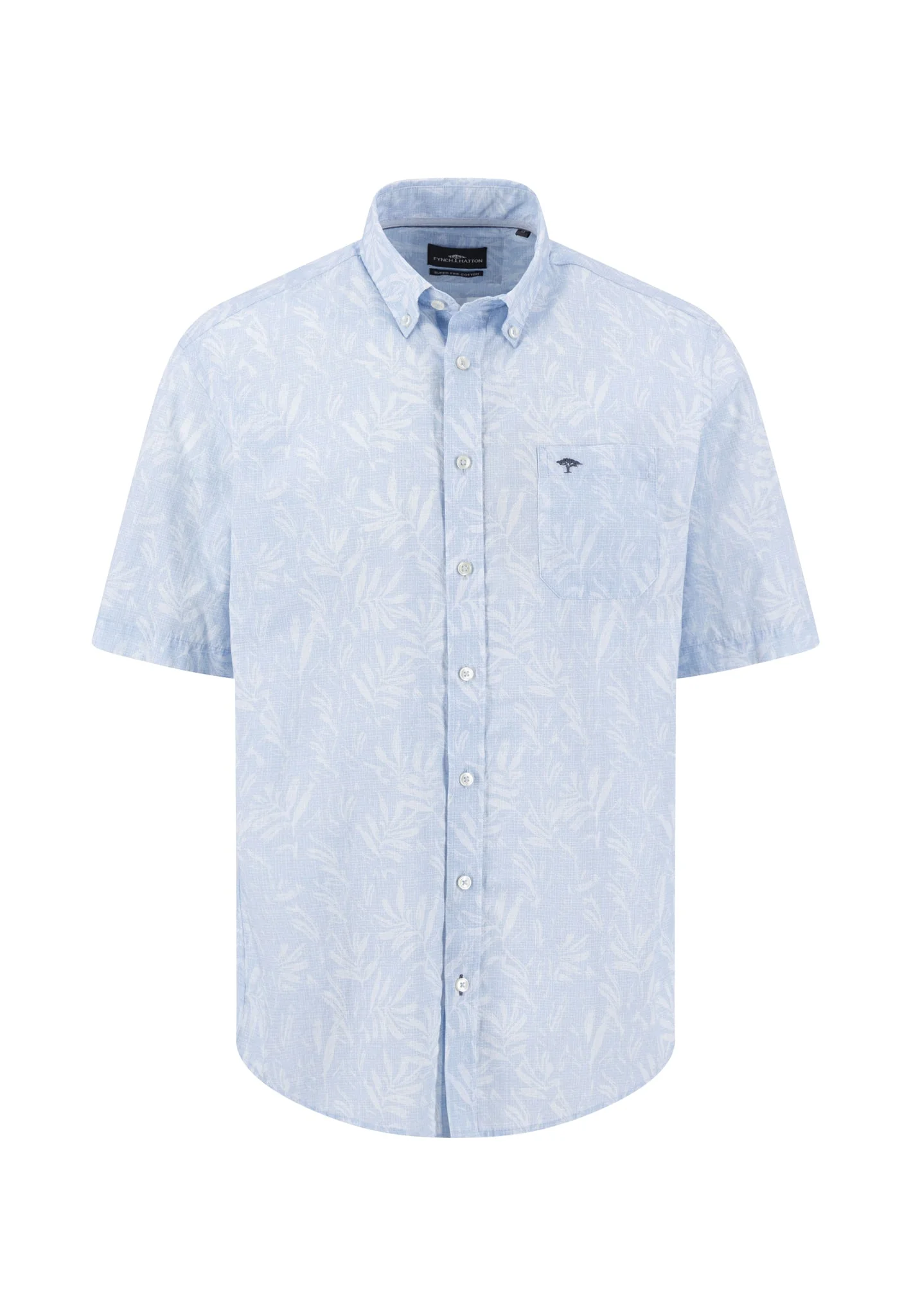 Kurzarmhemd aus Baumwolle mit Allover-Print und Button-Down-Kragen