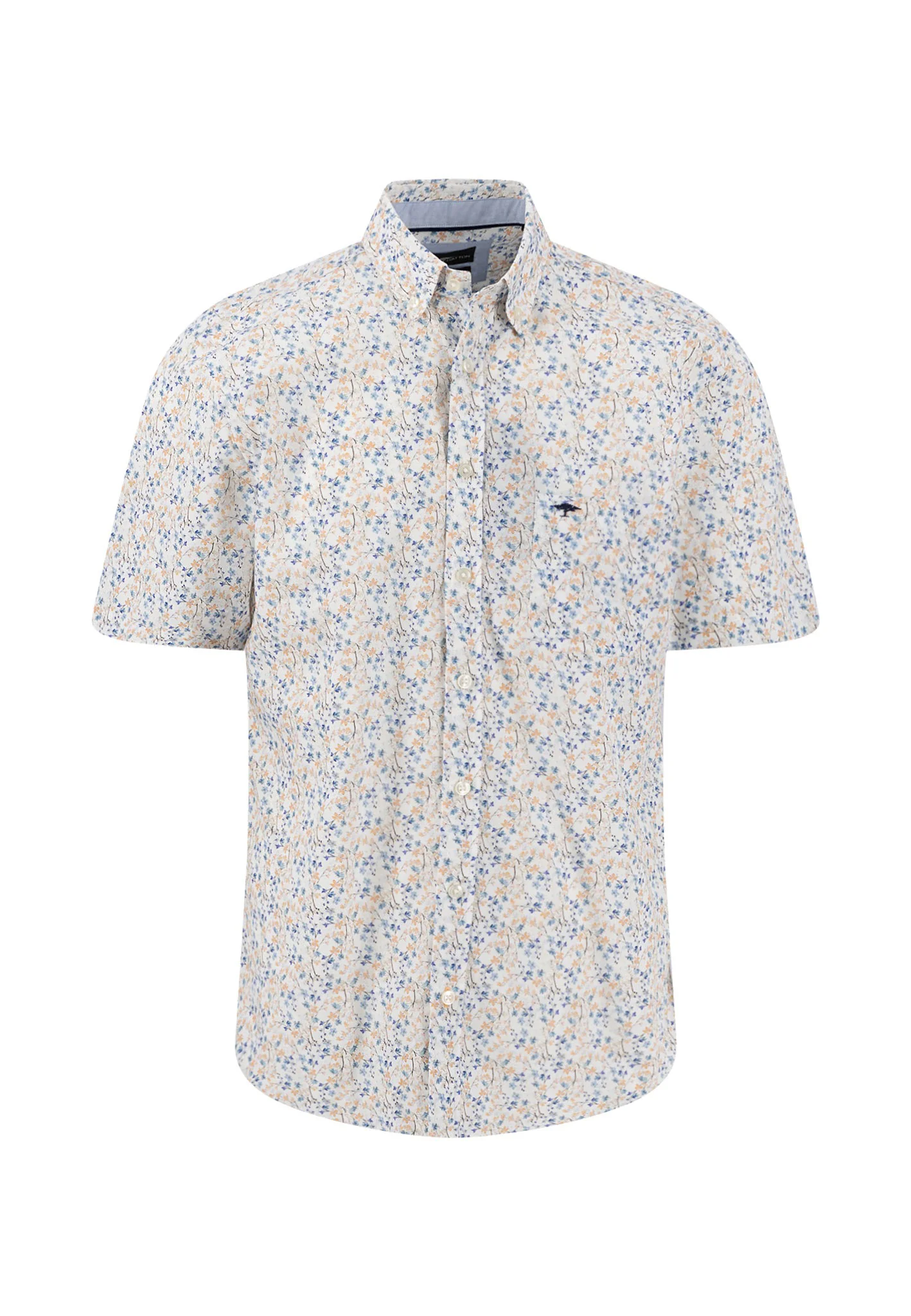 Kurzarmhemd aus Baumwolle mit floralem Allover-Print und Button-Down-Kragen