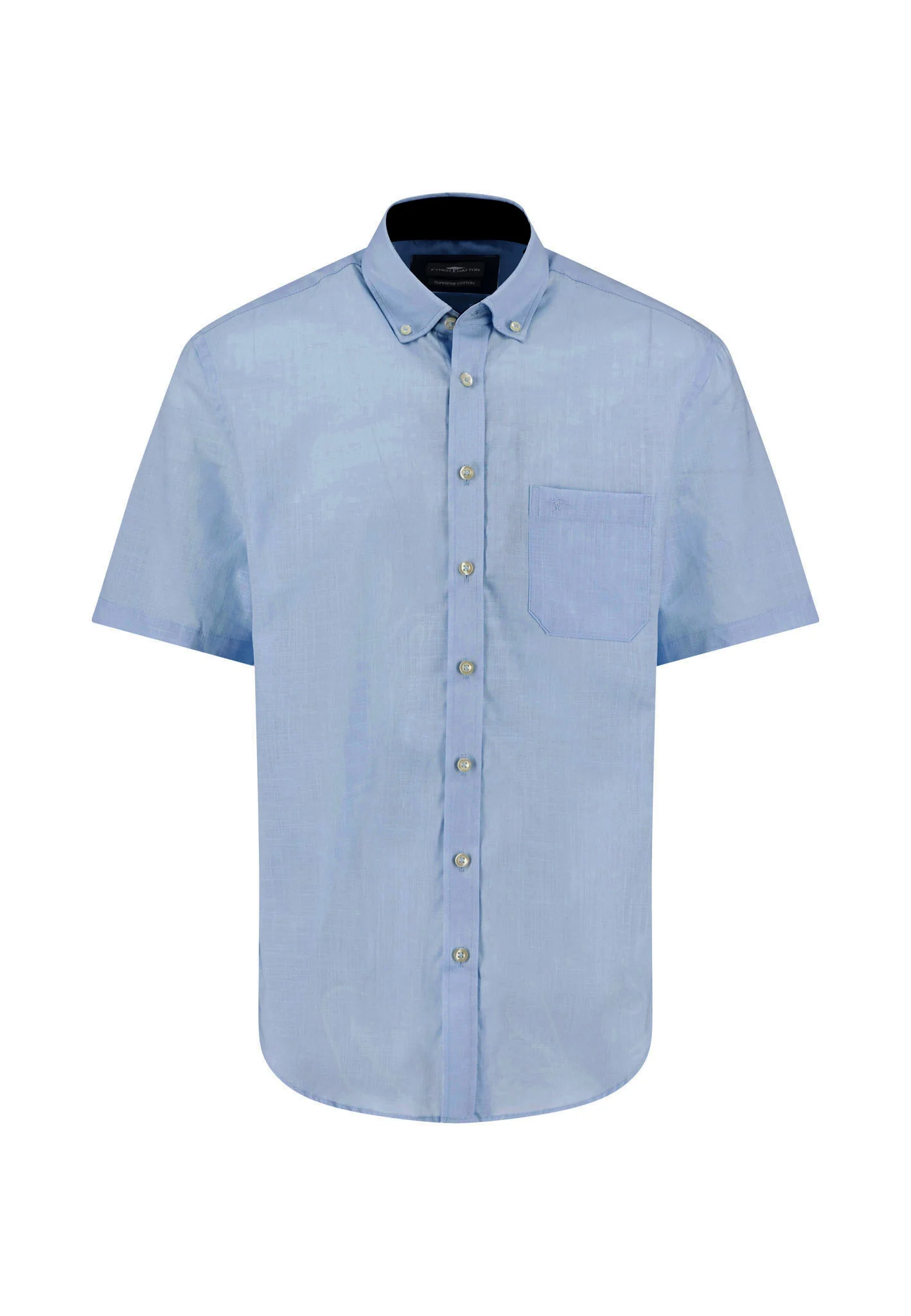 Kurzarmhemd aus Baumwolle mit Slub-Webart und Button-Down-Kragen