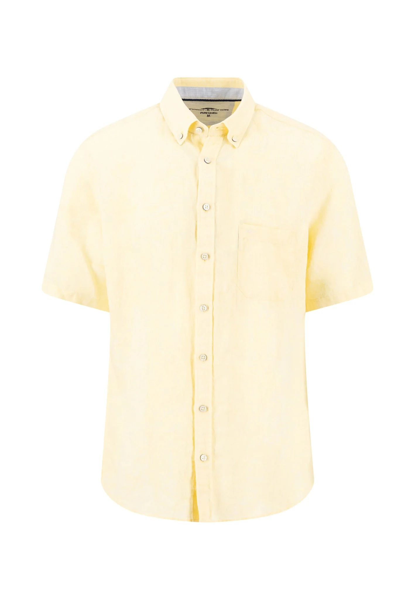 Kurzarmhemd aus Leinen mit Brusttasche und Button-Down-Kragen