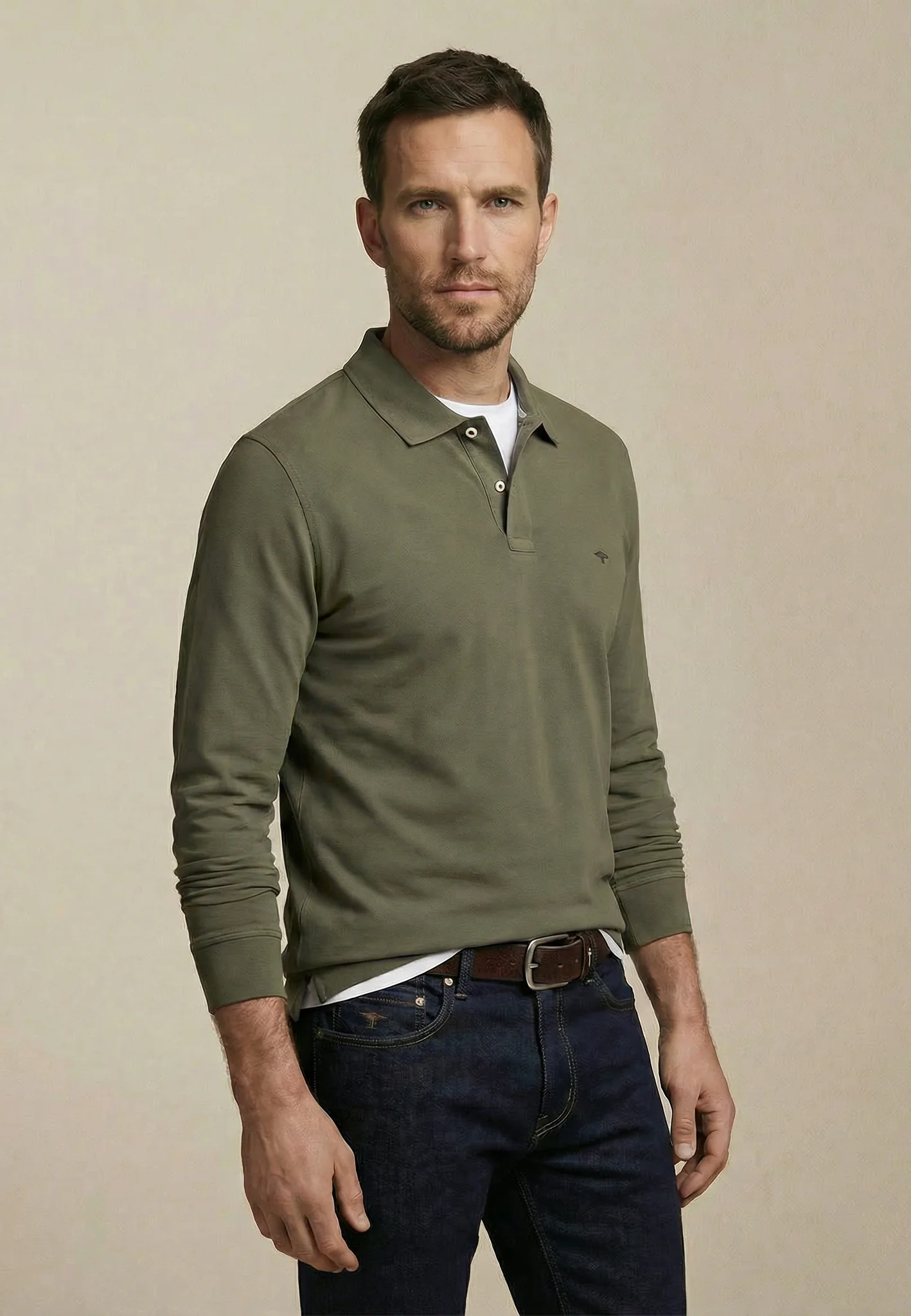 Langarm-Poloshirt aus Baumwolle mit feiner Struktur - Image 6