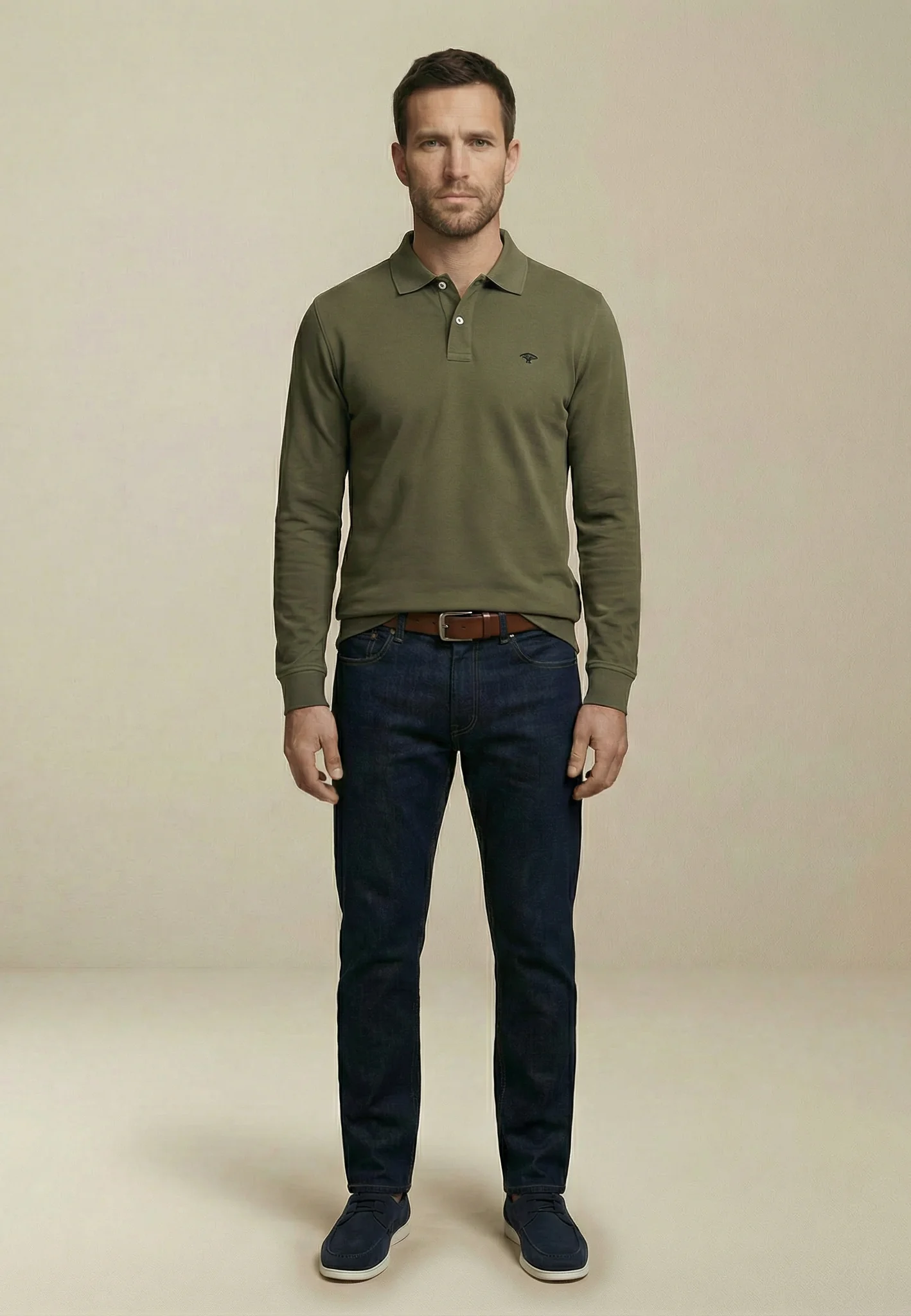 Langarm-Poloshirt aus Baumwolle mit feiner Struktur - Image 7