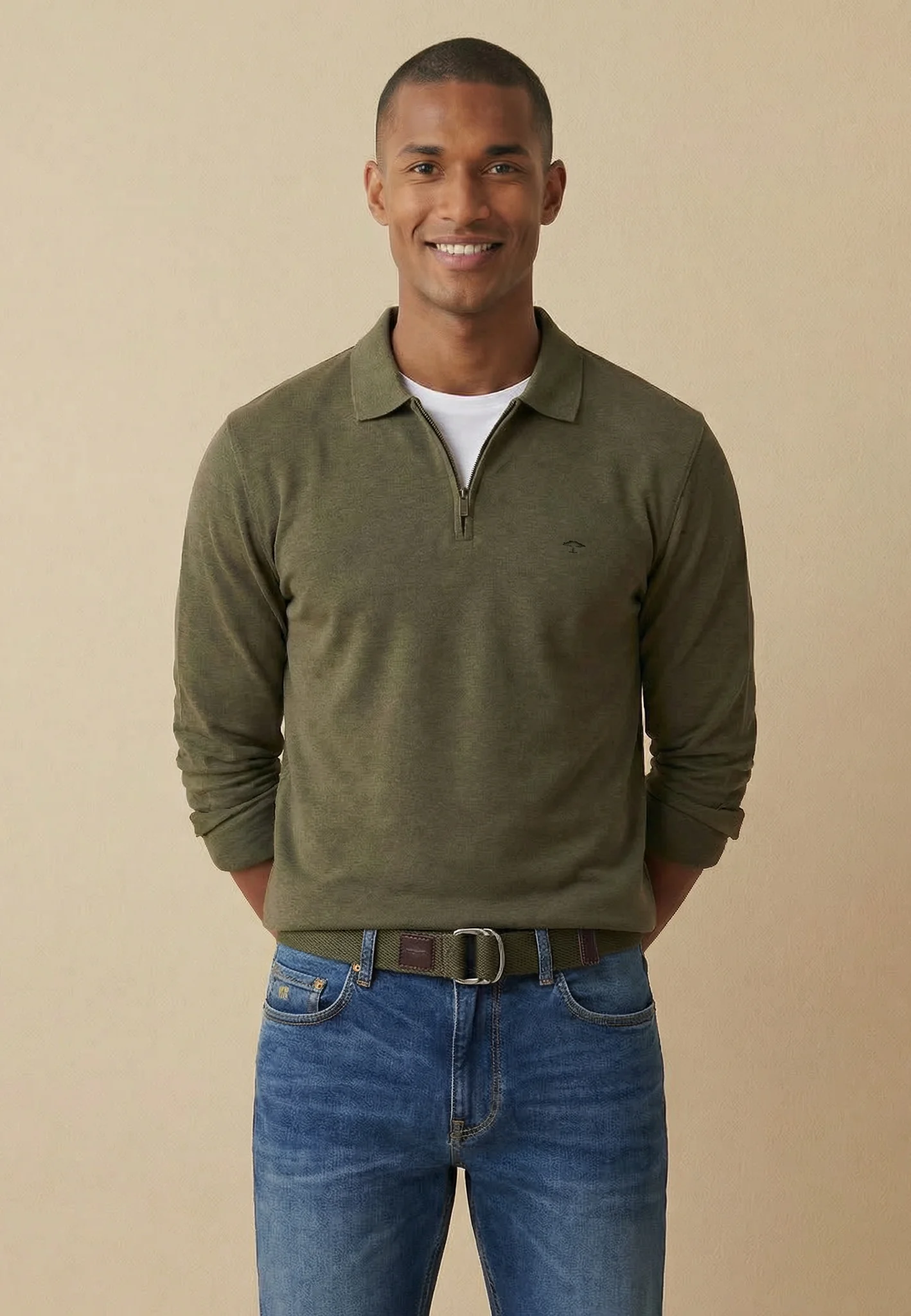 Langarm-Poloshirt aus Baumwollmix mit Reißverschluss - Image 16