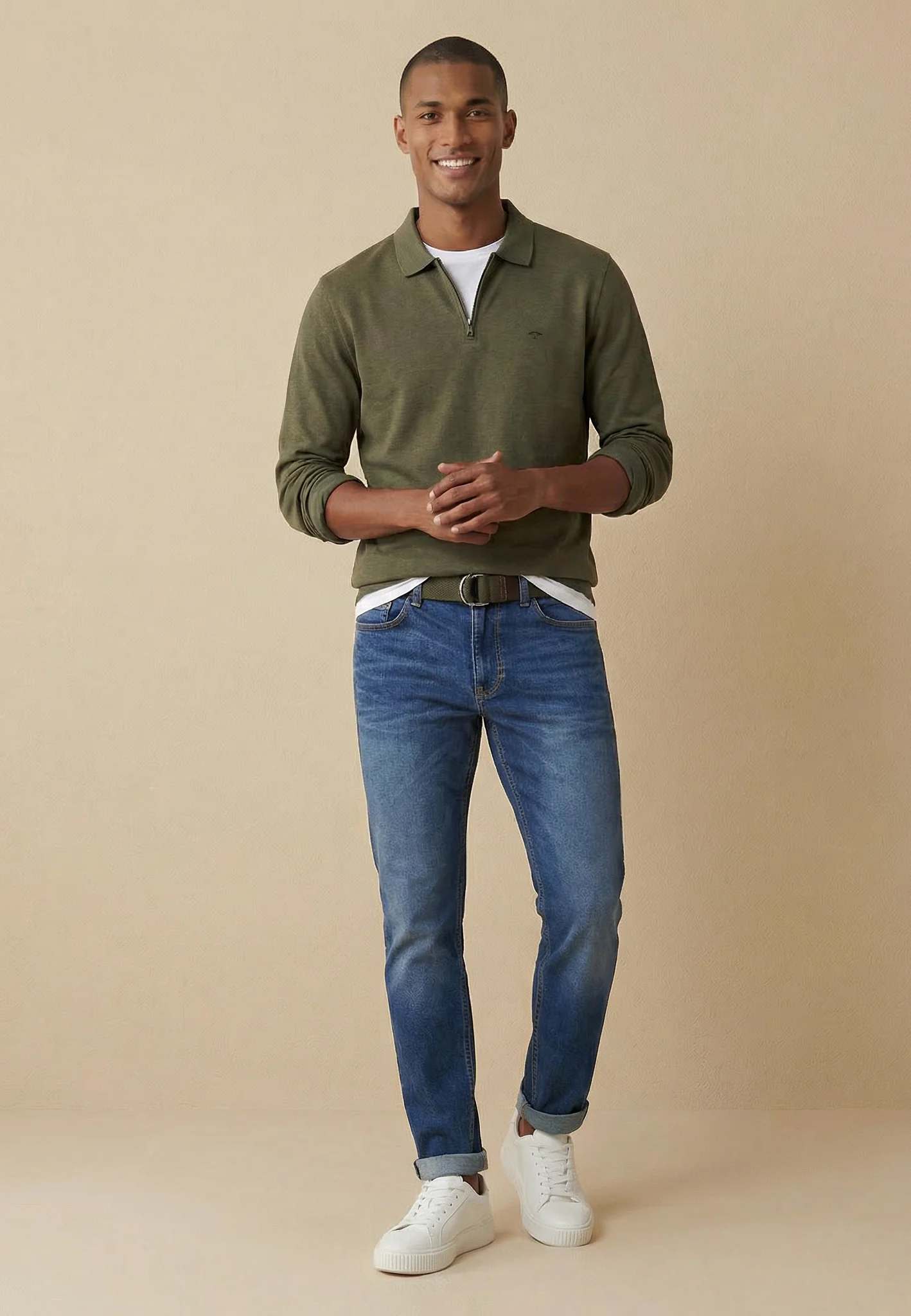 Langarm-Poloshirt aus Baumwollmix mit Reißverschluss - Image 17