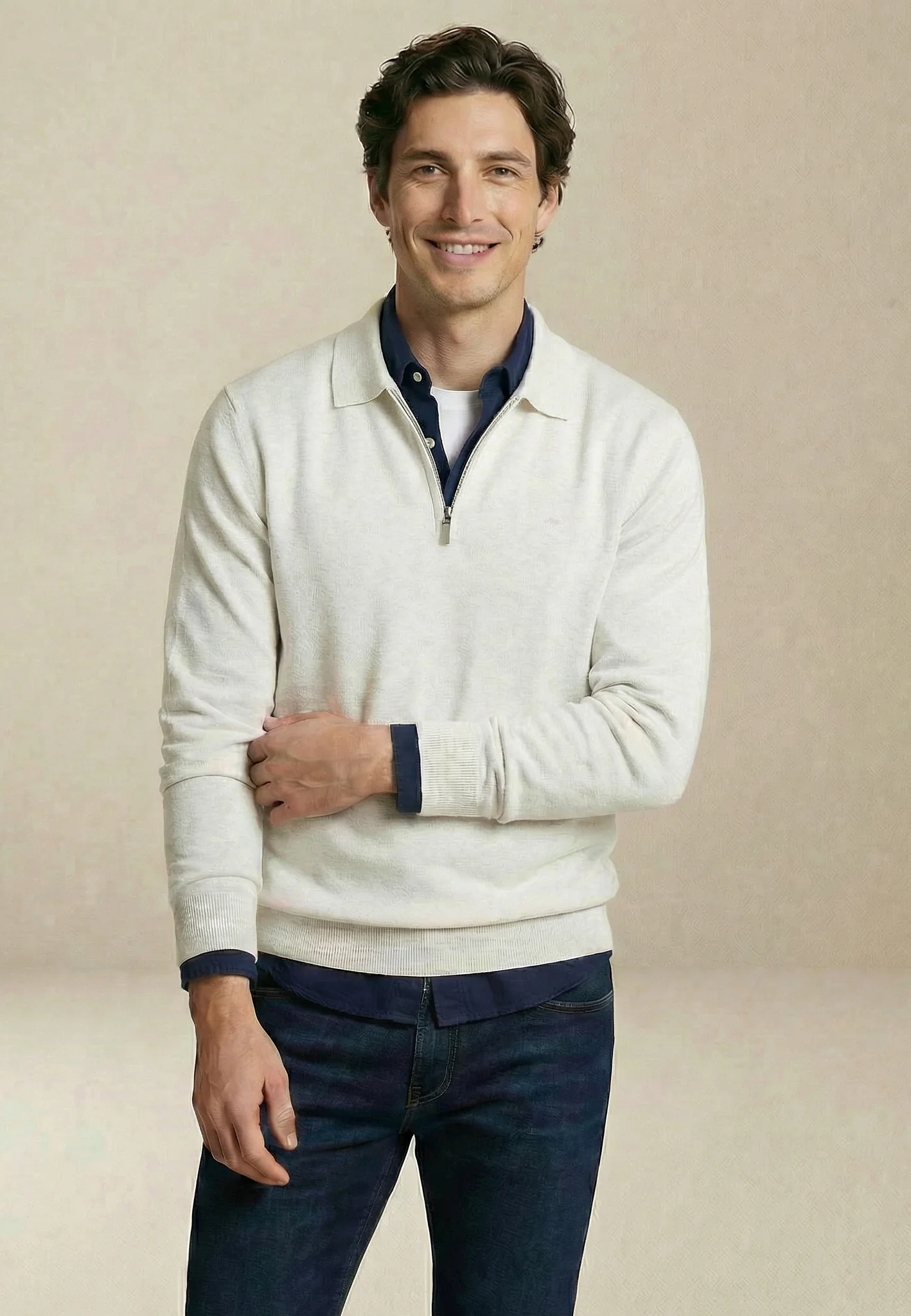 Langarm-Poloshirt aus Baumwollmix mit Reißverschluss - Image 21