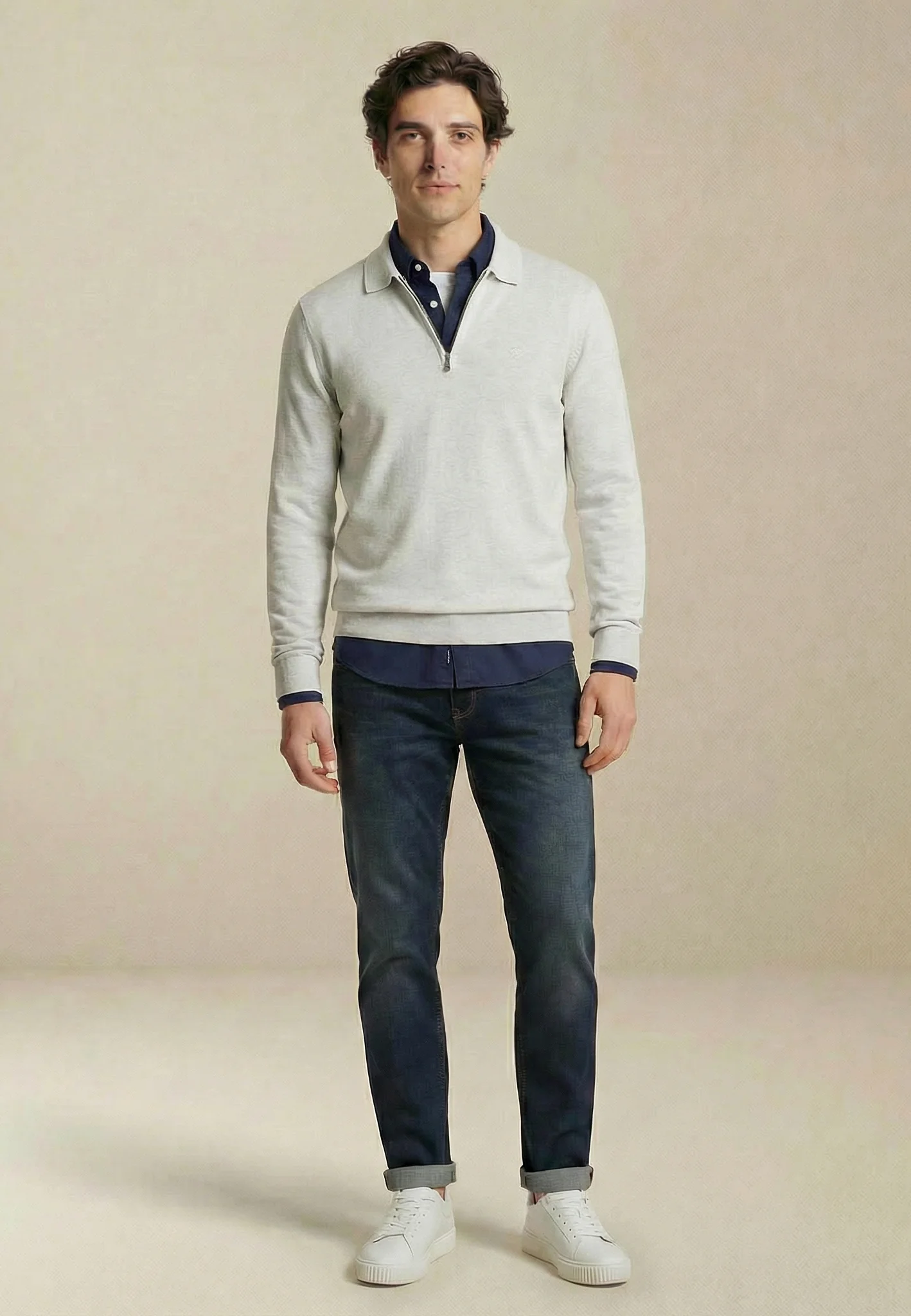 Langarm-Poloshirt aus Baumwollmix mit Reißverschluss - Image 22