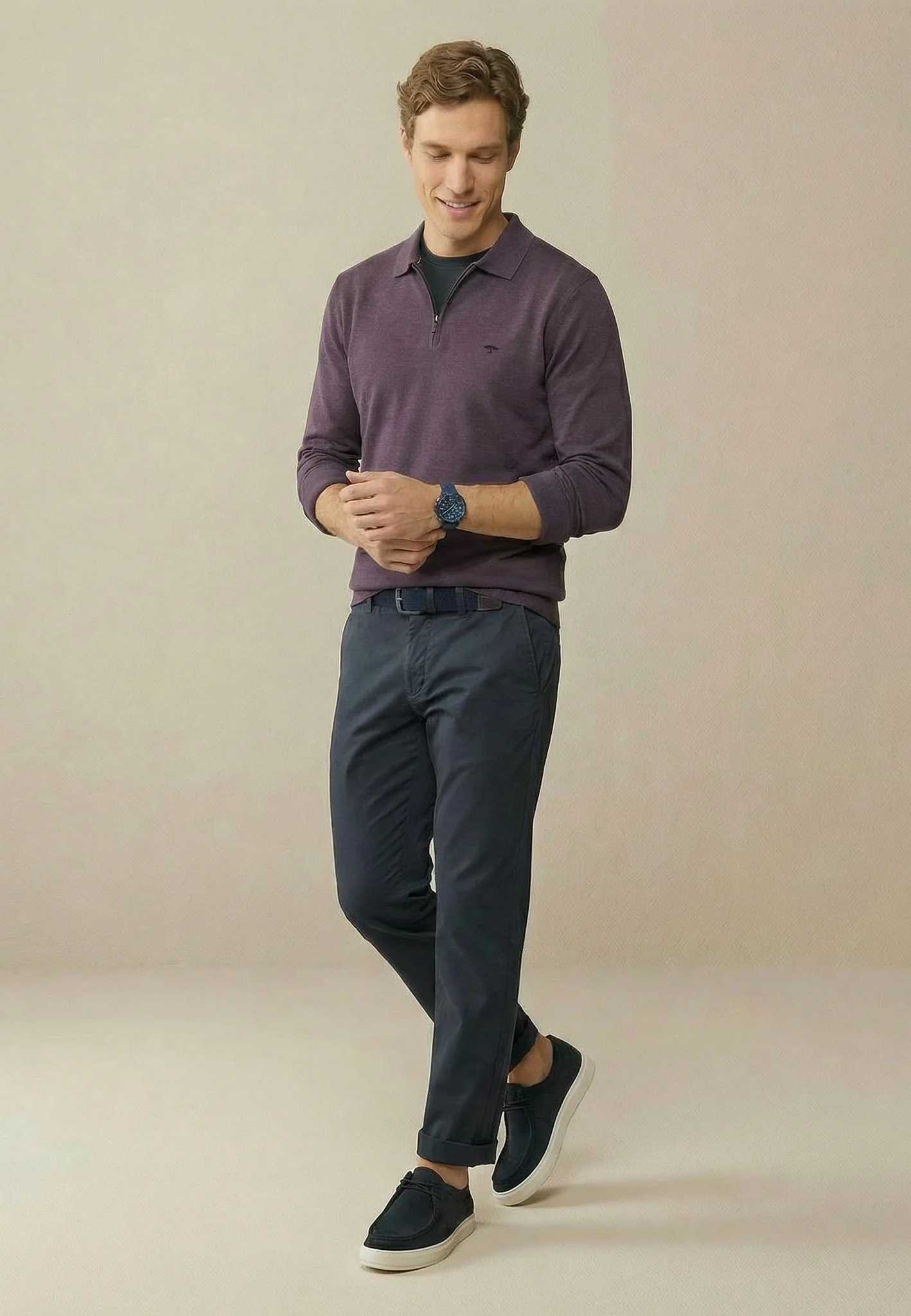 Langarm-Poloshirt aus Baumwollmix mit Reißverschluss - Image 8