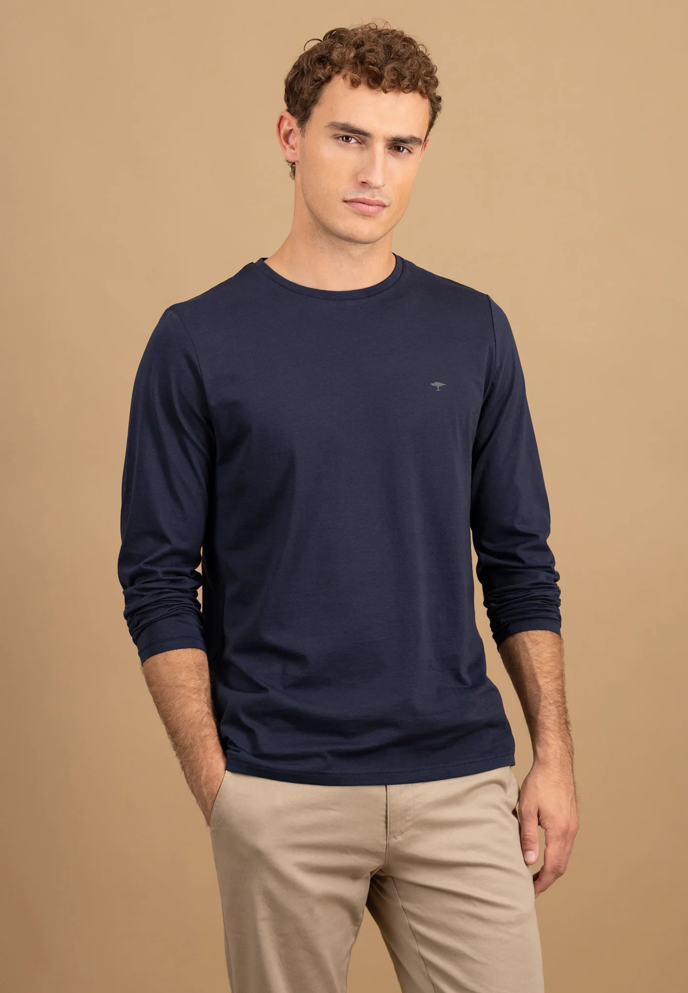 Langarmshirt aus Baumwolle mit Rundhalsausschnitt