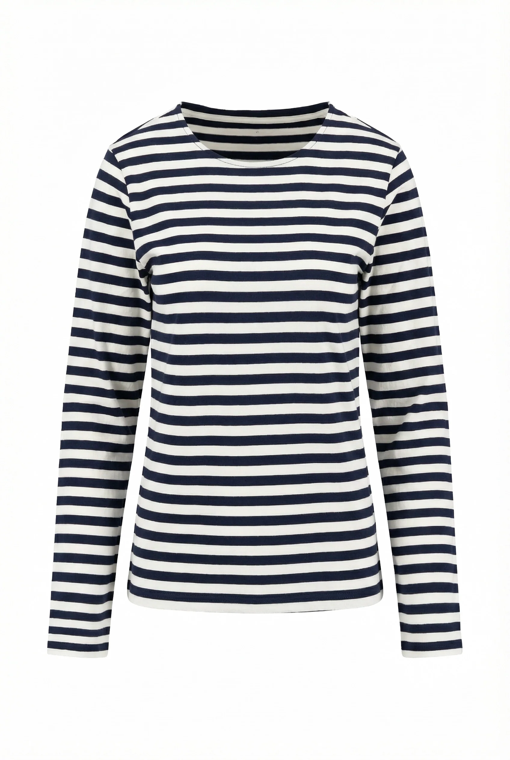 Langarmshirt aus Baumwolle mit Streifenmuster und Rundhalsausschnitt