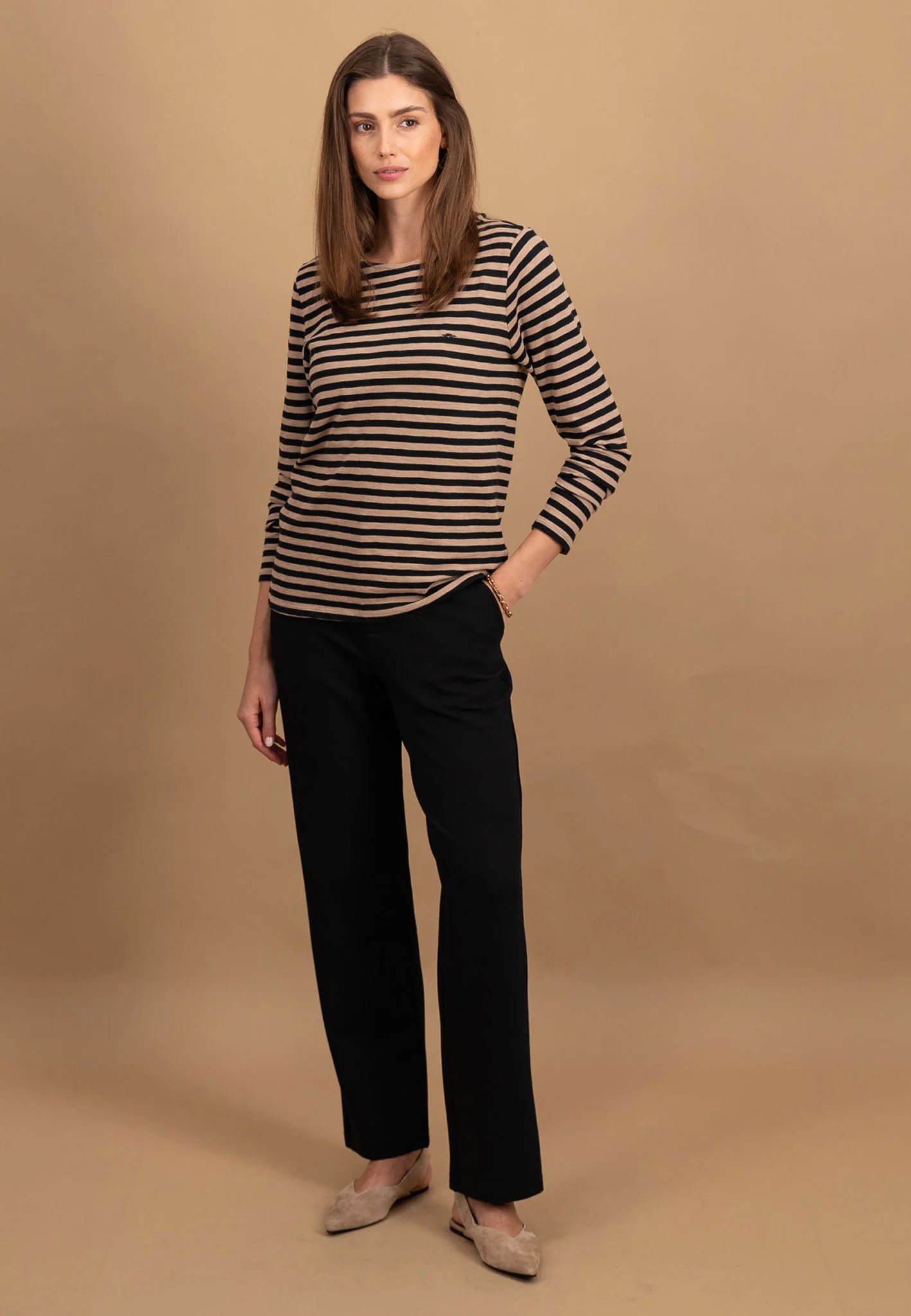 Langarmshirt aus Baumwolle mit Streifenmuster und Rundhalsausschnitt - Image 4