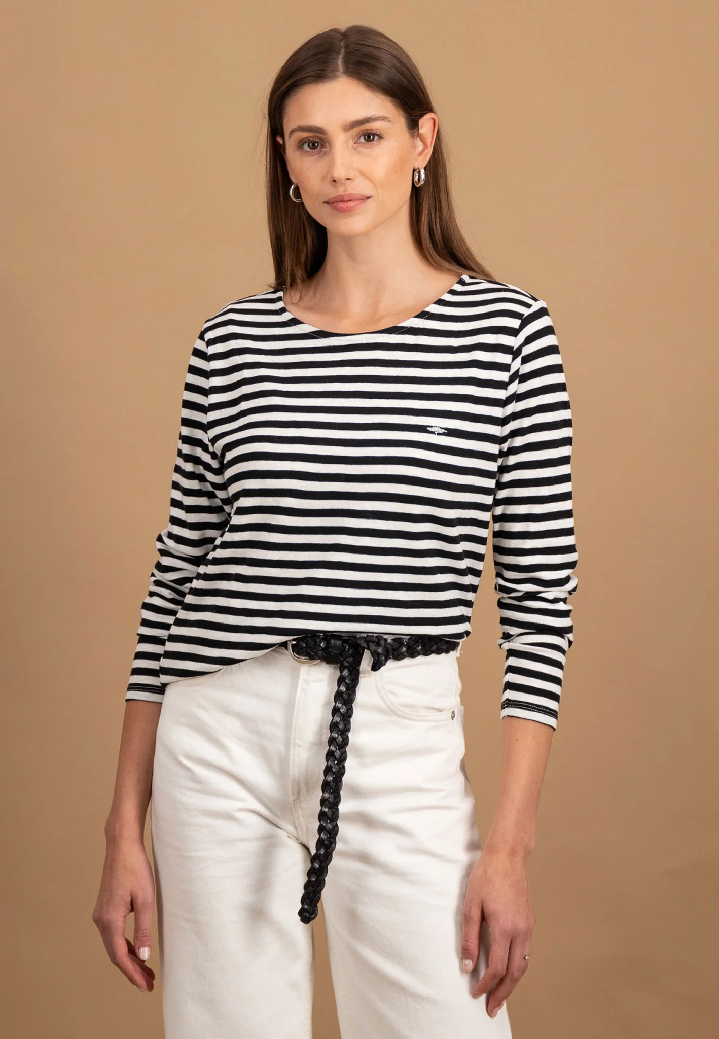 Langarmshirt aus Baumwolle mit Streifenmuster und Rundhalsausschnitt - Image 7