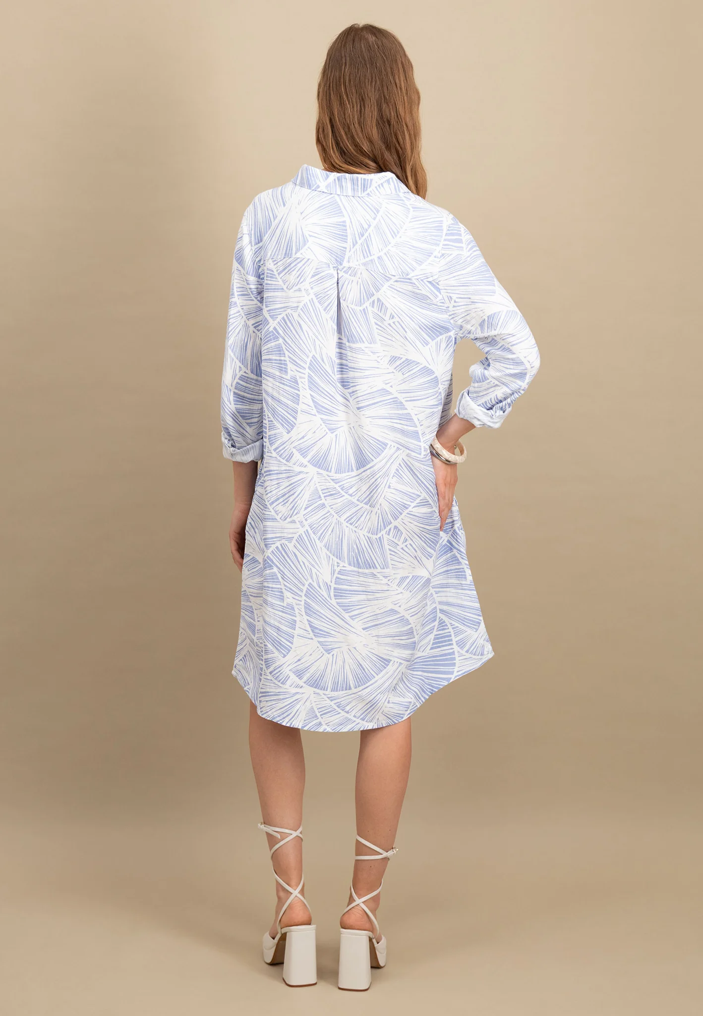 Midikleid aus Leinenmix mit Kentkragen - Image 3
