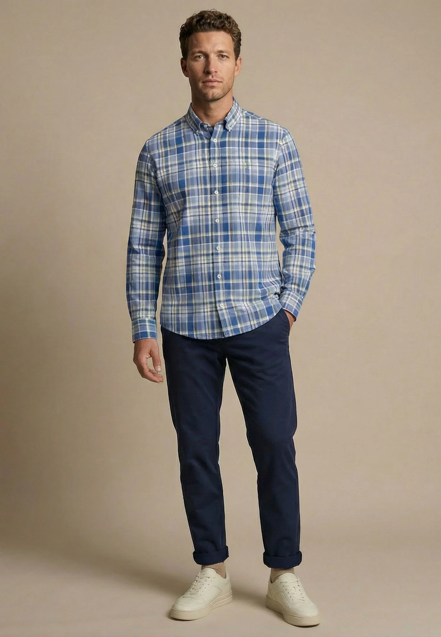 Oxfordhemd aus Baumwolle mit Karomuster und Button-Down-Kragen - Image 4