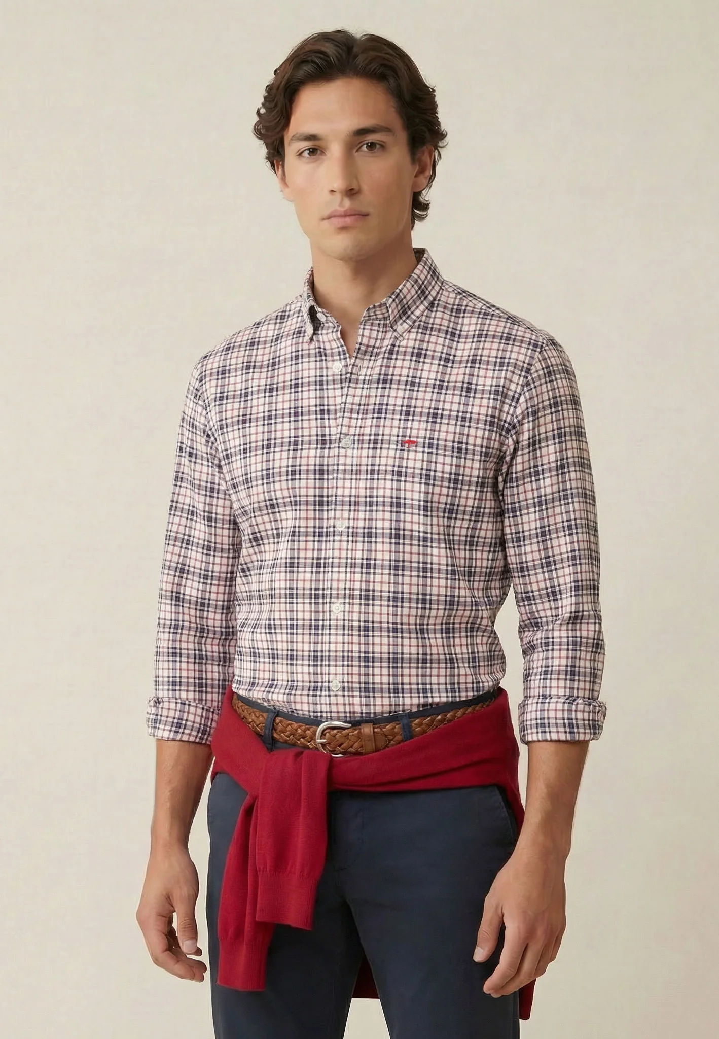 Oxfordhemd aus Baumwolle mit Karomuster und Button-Down-Kragen