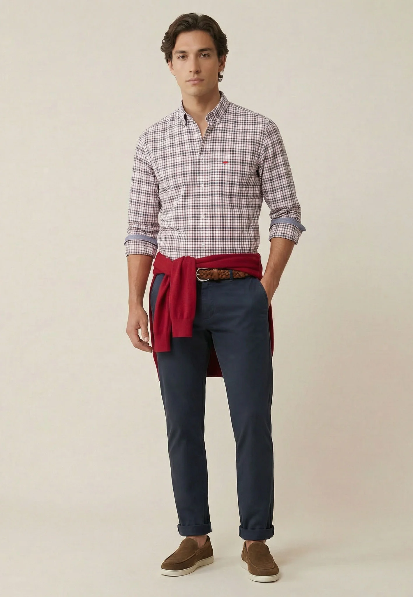 Oxfordhemd aus Baumwolle mit Karomuster und Button-Down-Kragen - Image 2