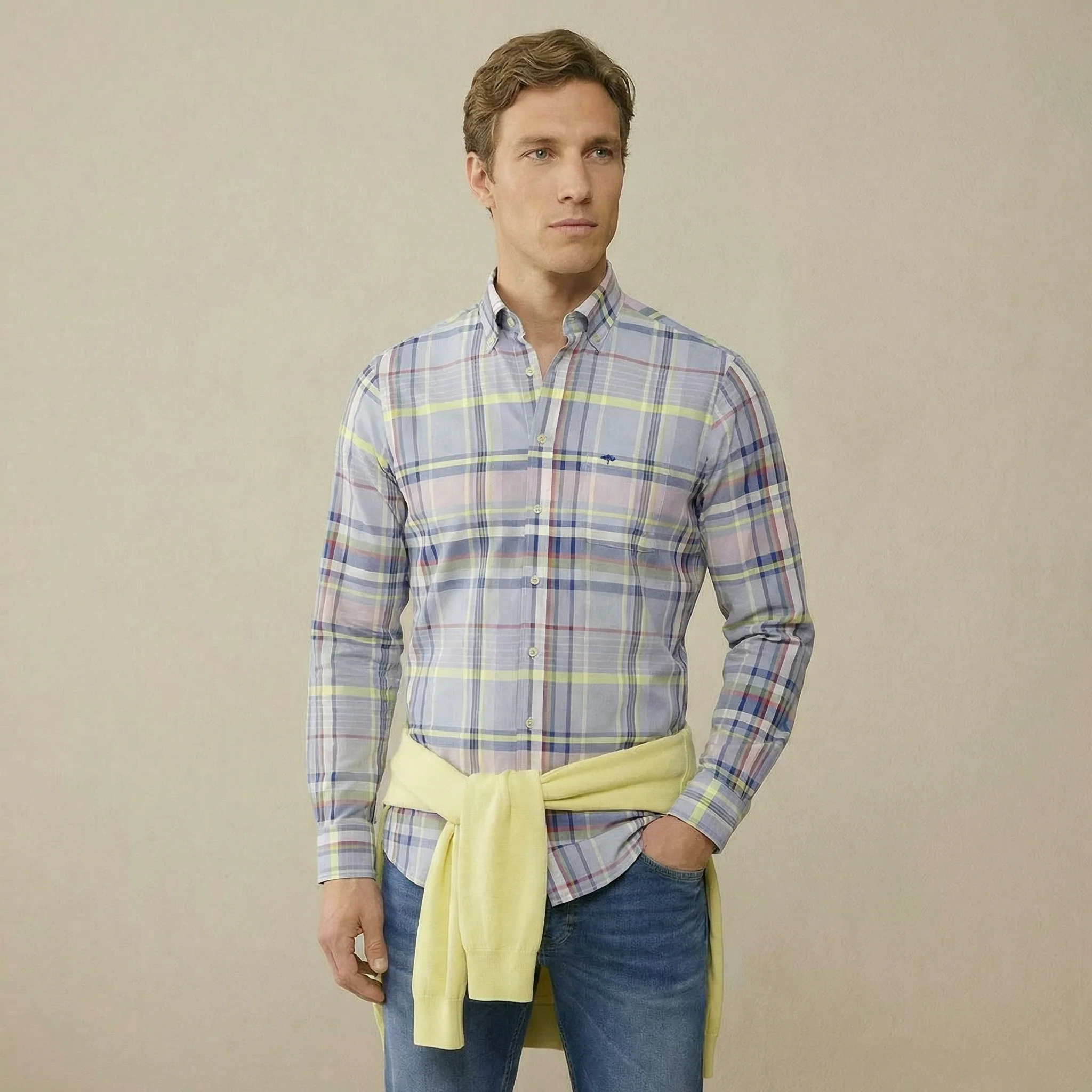 Oxfordhemd mit Button-Down-Kragen und langen Ärmeln