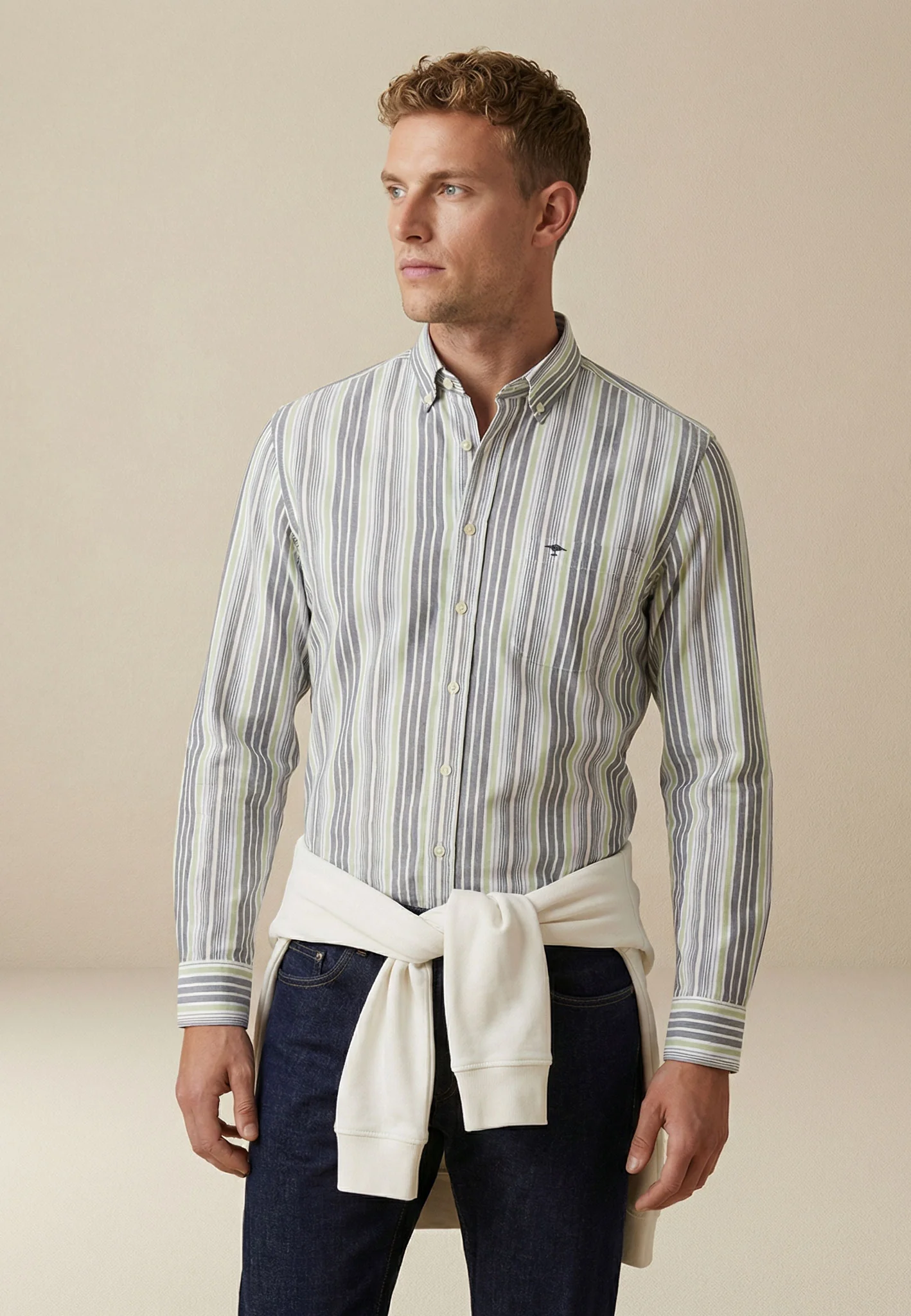 Oxfordhemd mit Streifenmuster und Button-Down-Kragen