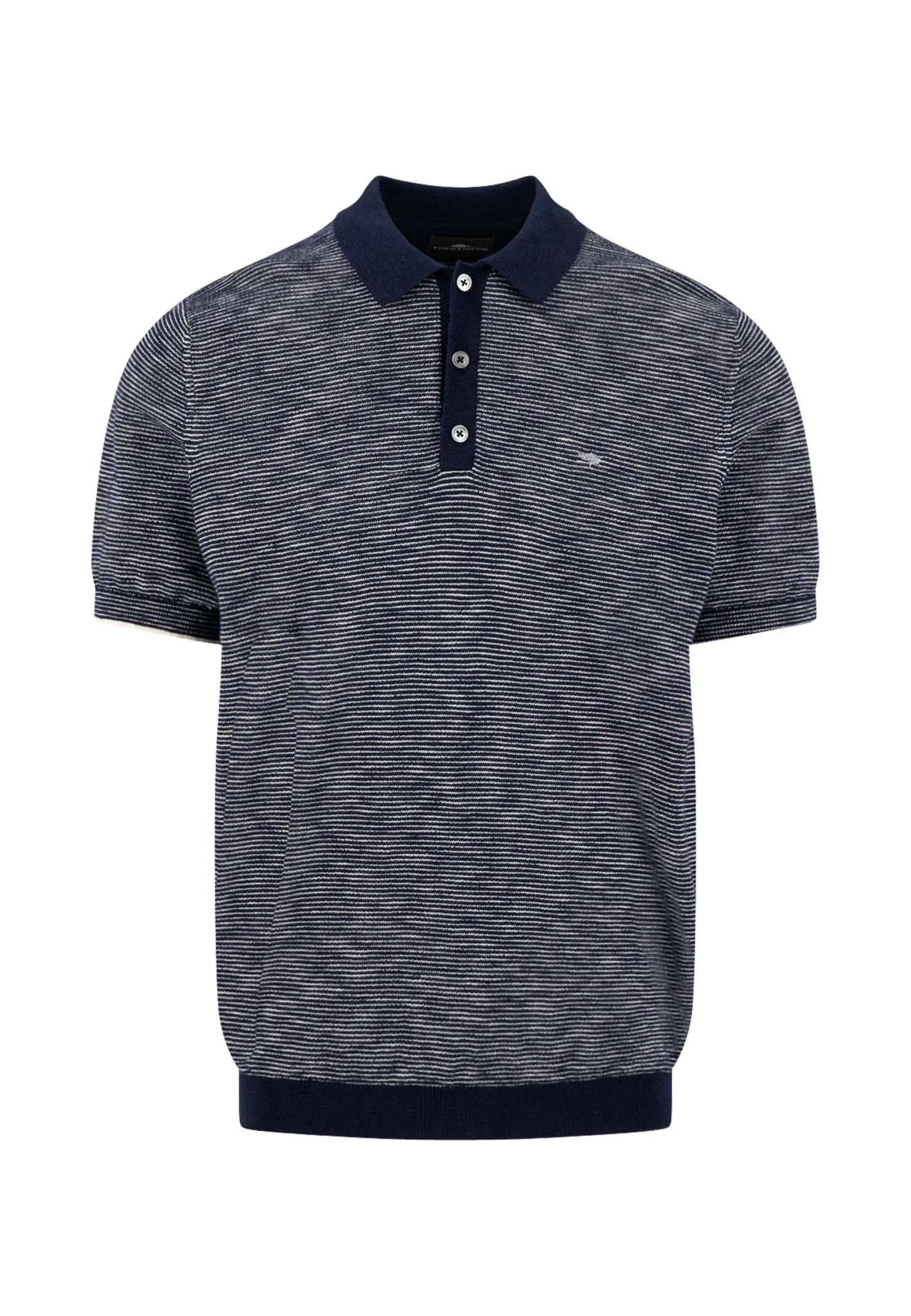 Poloshirt aus Baumwoll-Leinen-Mix mit Strukturmuster