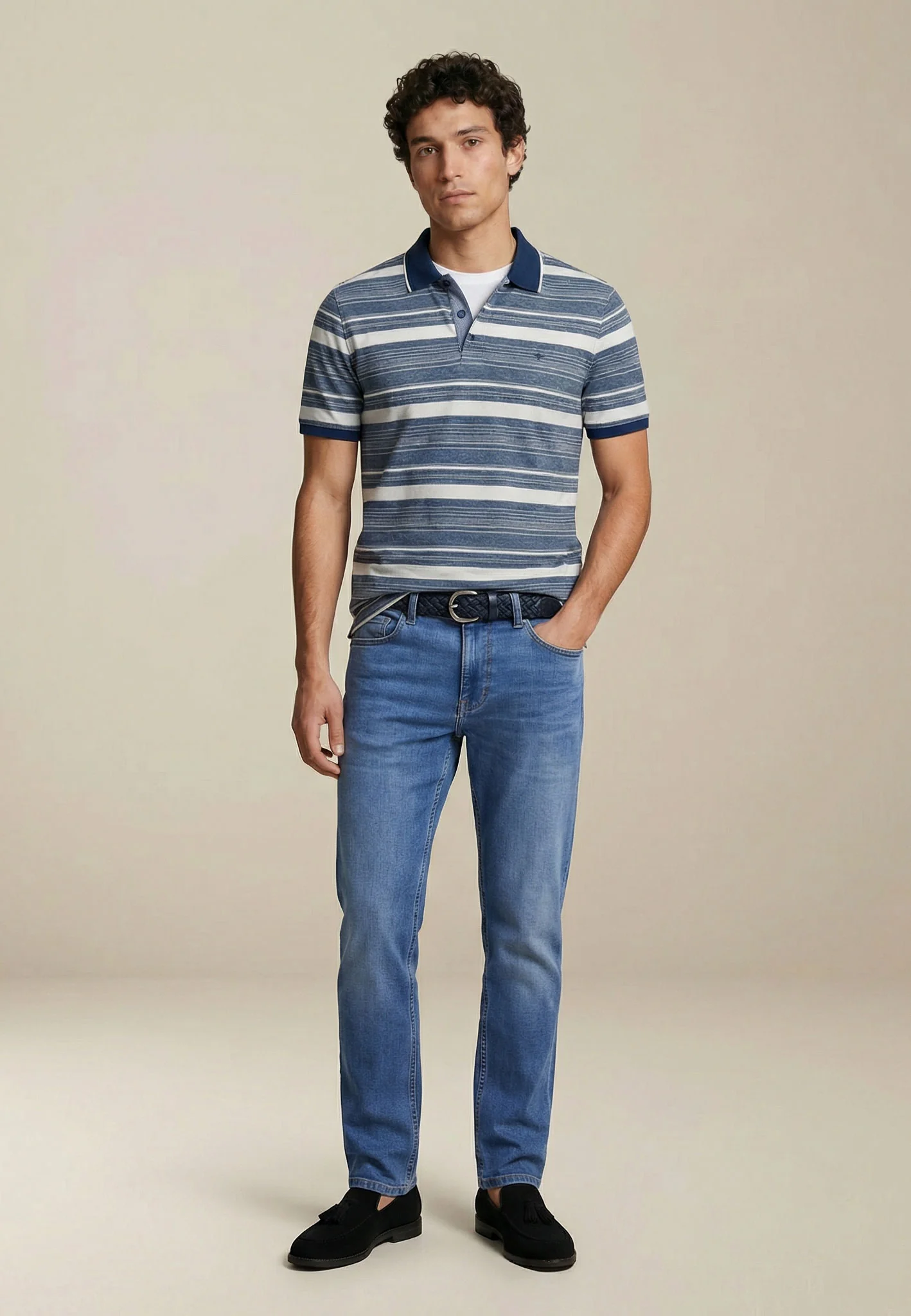 Poloshirt aus Baumwolle mit Streifenmuster und Polokragen - Image 2