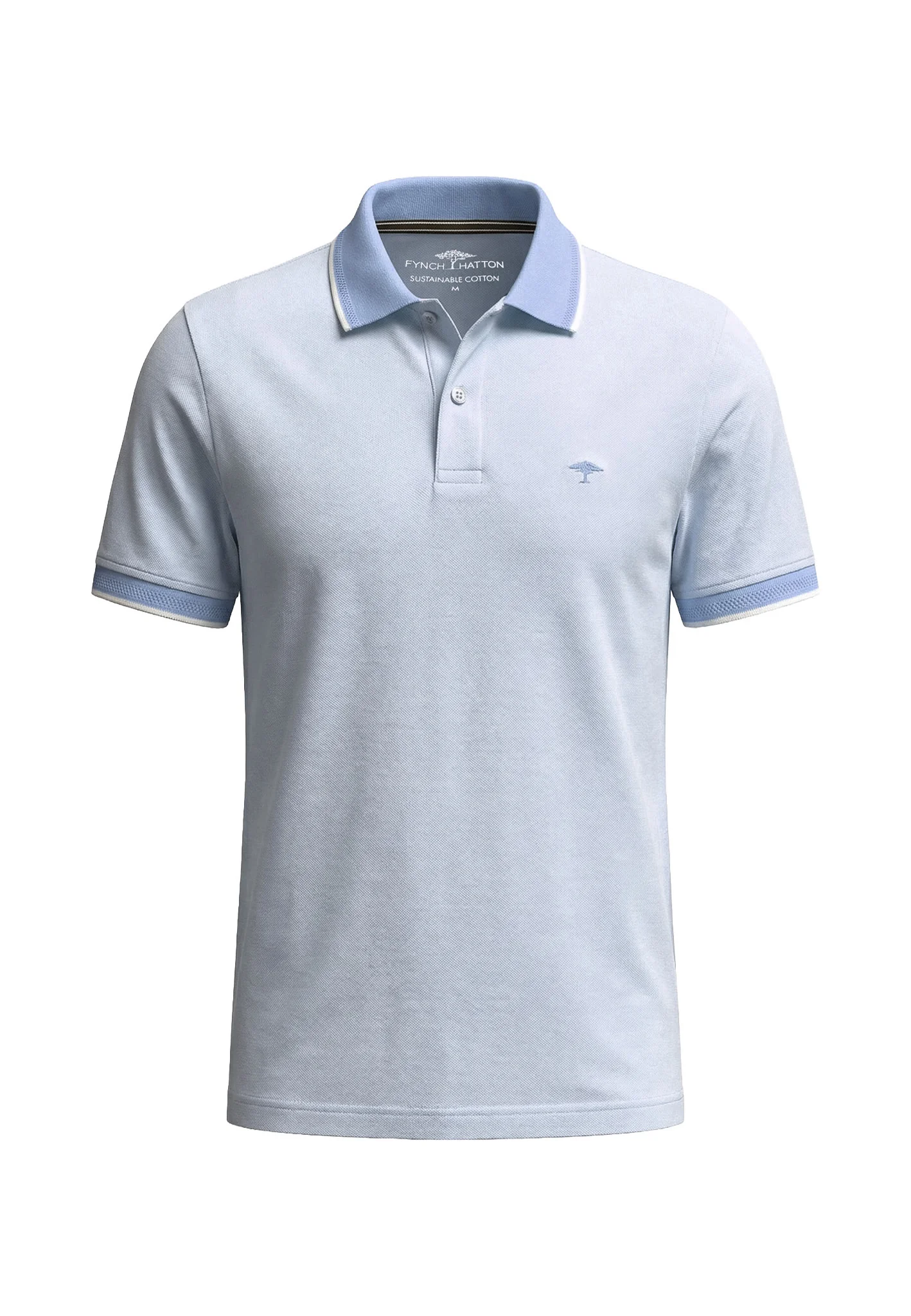 Poloshirt aus Baumwolle mit Strukturmuster und Kontrastkragen - Image 9