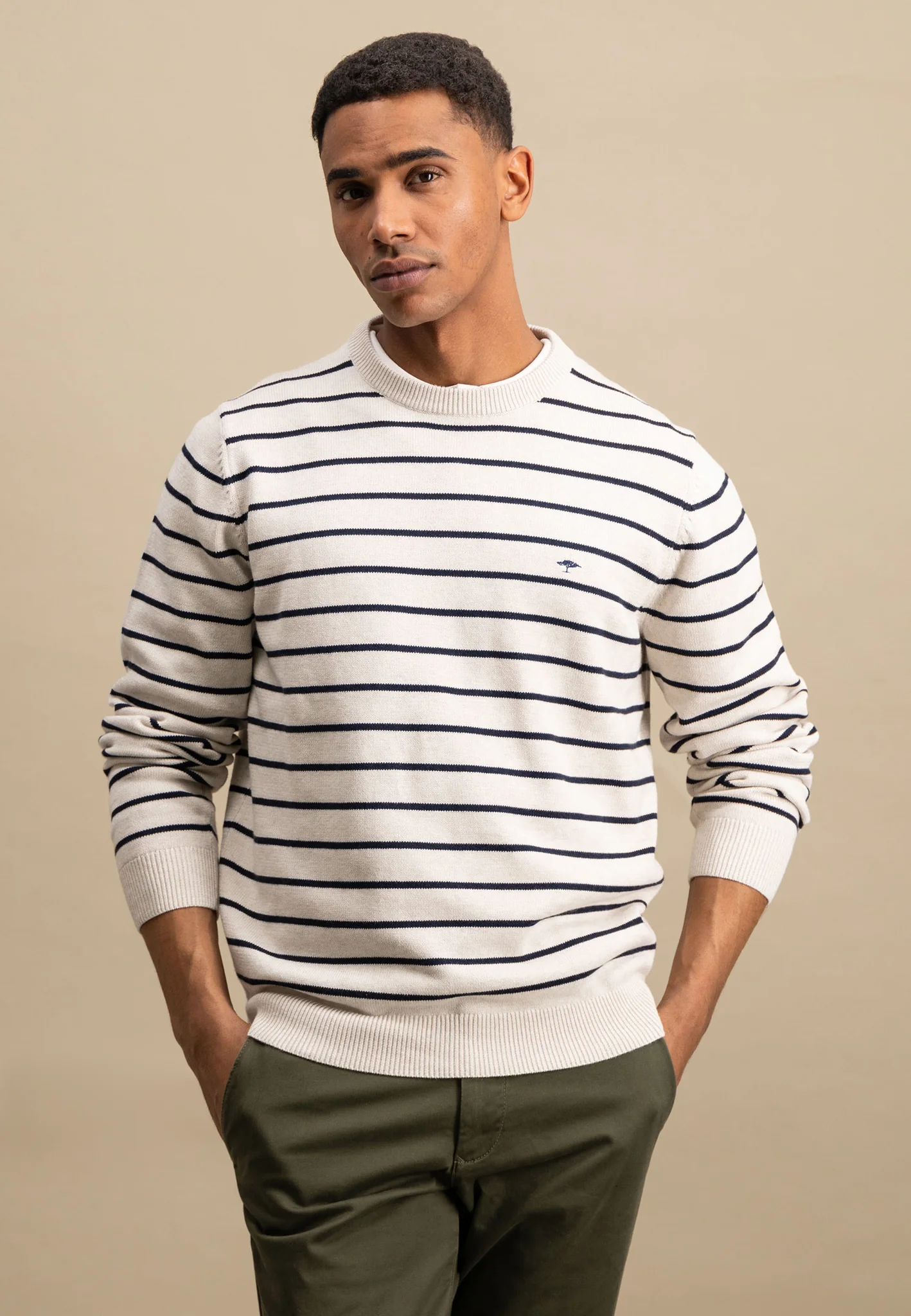Pullover aus Baumwolle mit feinen Streifen