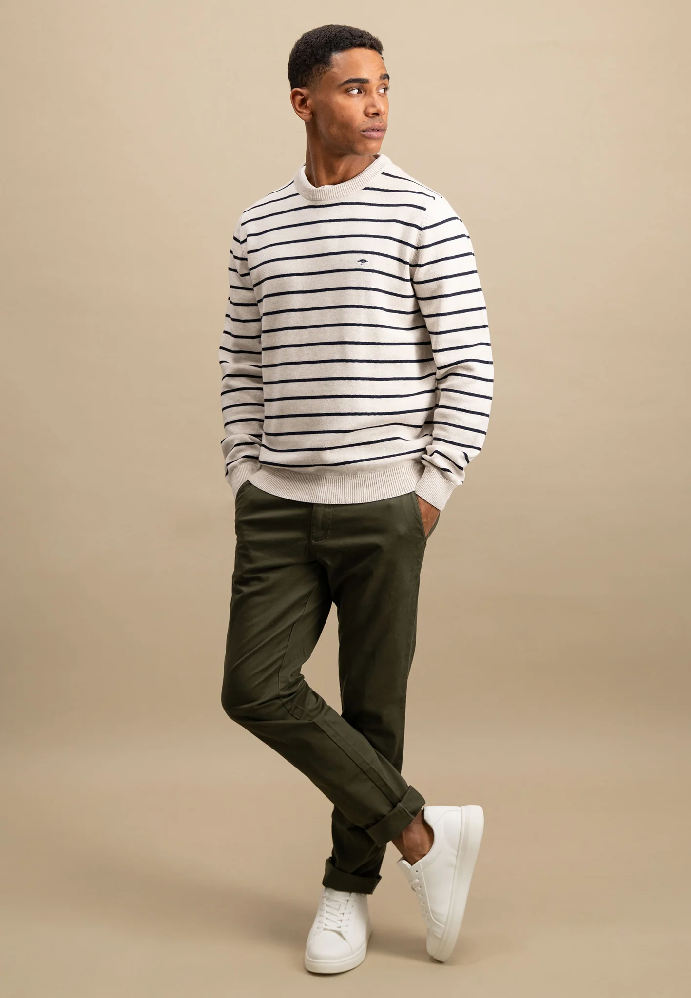 Pullover aus Baumwolle mit feinen Streifen - Image 4