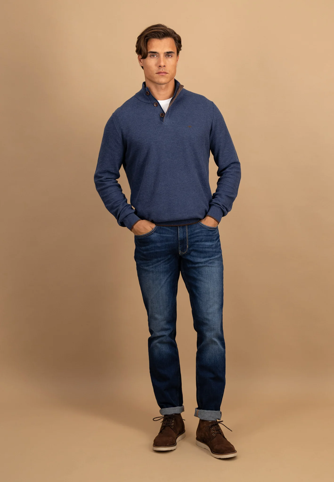 Pullover aus Baumwolle mit Knopfleiste und Stehkragen - Image 16