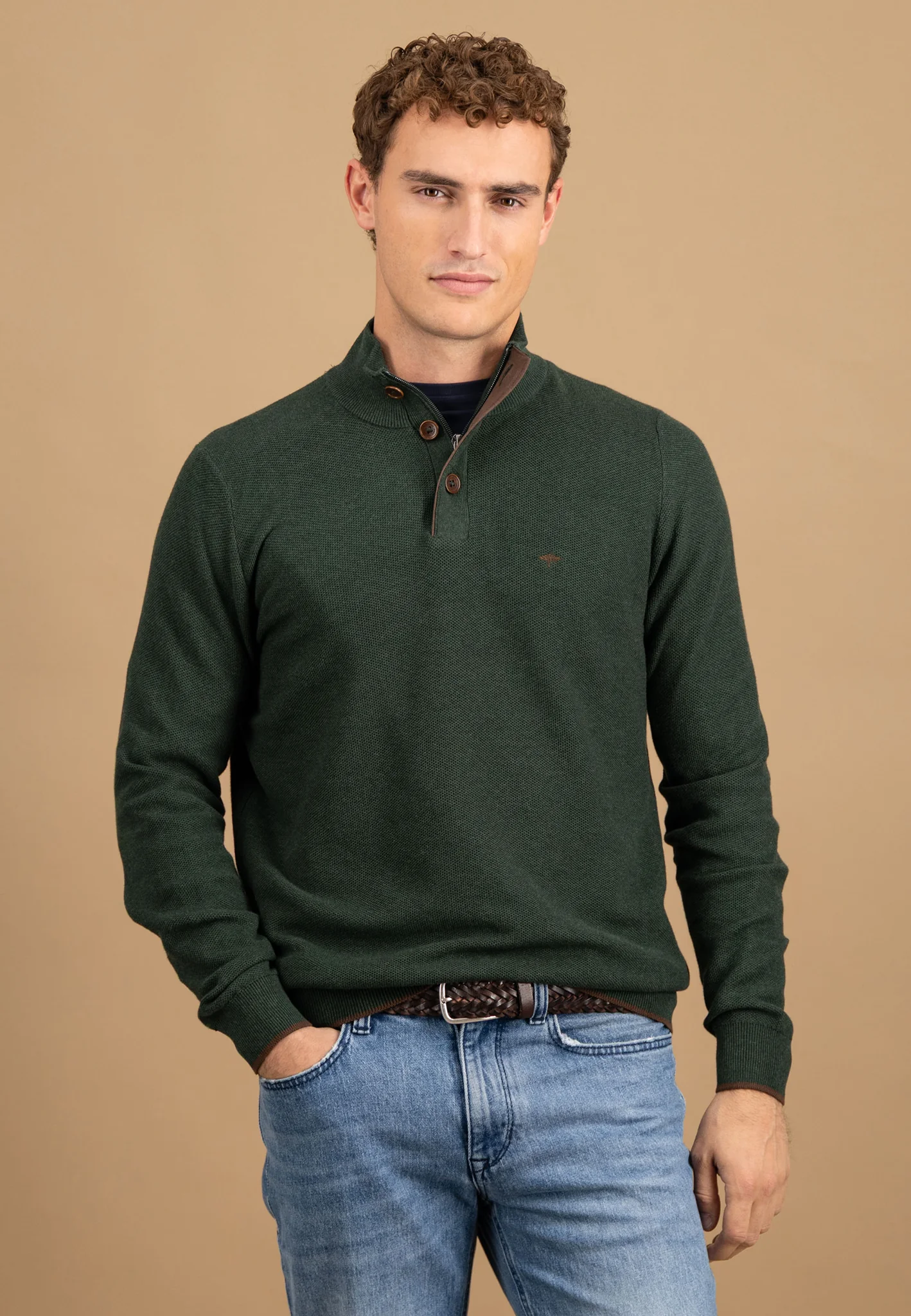 Pullover aus Baumwolle mit Knopfleiste und Stehkragen - Image 7
