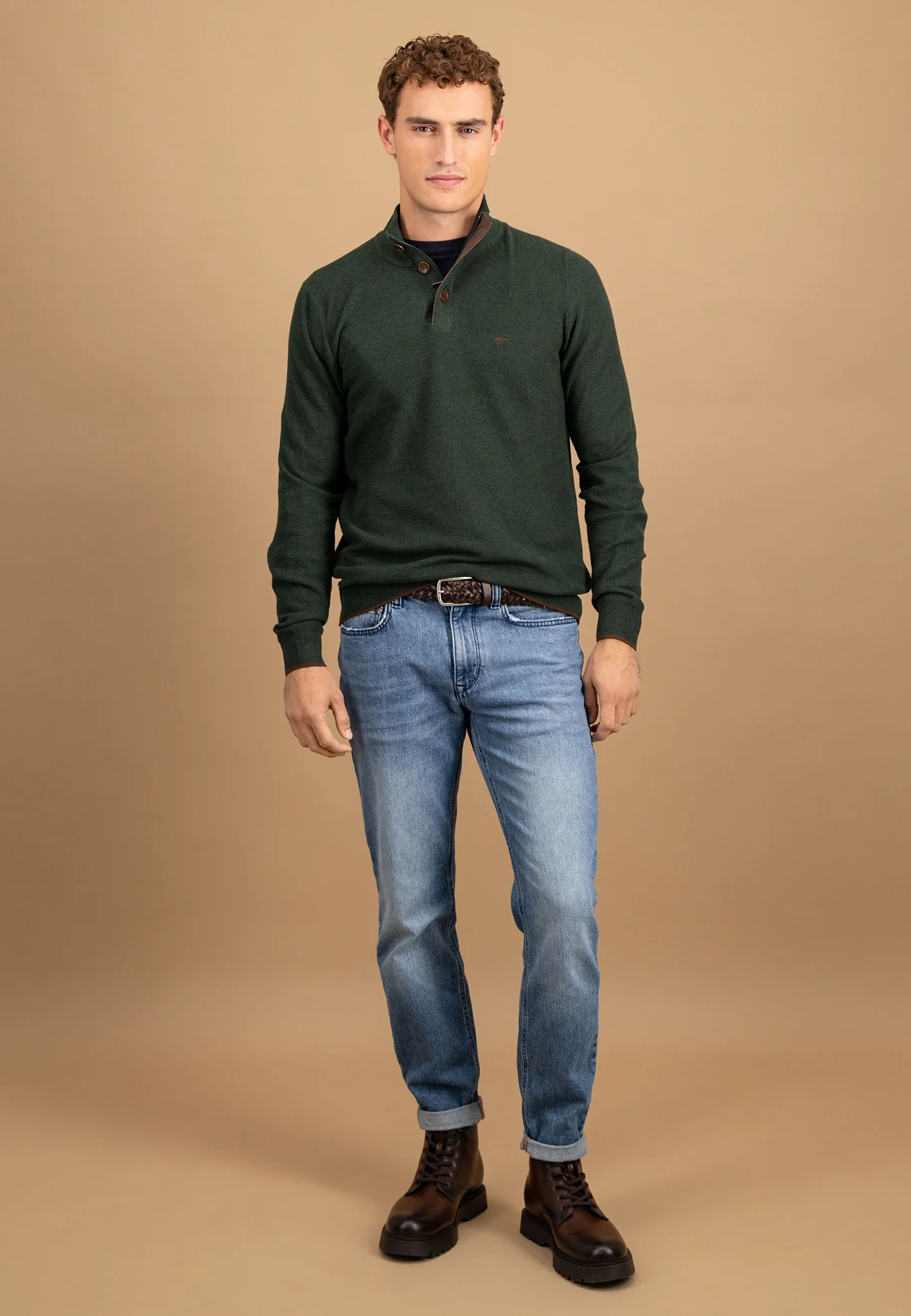 Pullover aus Baumwolle mit Knopfleiste und Stehkragen - Image 8