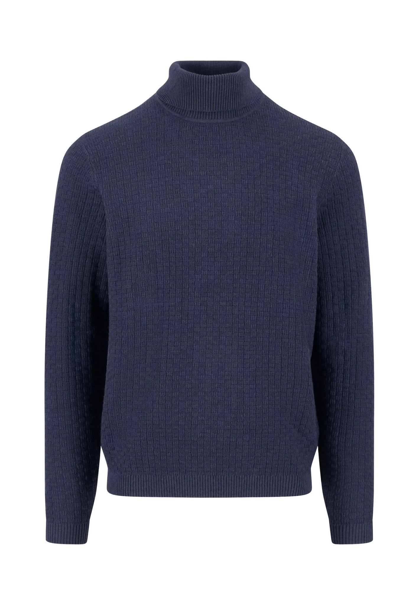 Pullover aus Baumwolle mit Strukturstrick und Rollkragen