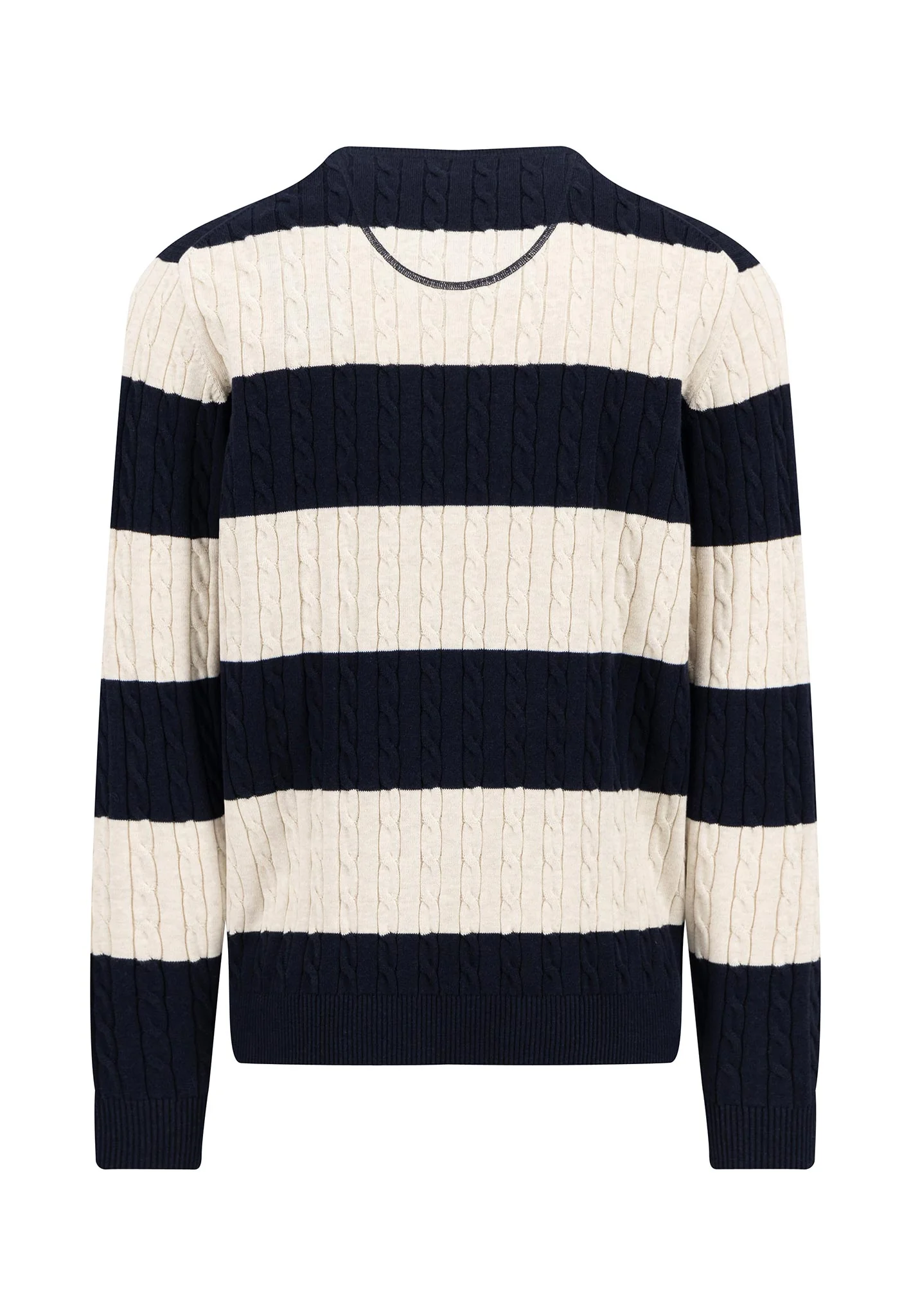 Pullover aus Baumwolle mit Zopfstrickmuster und Streifen - Image 2