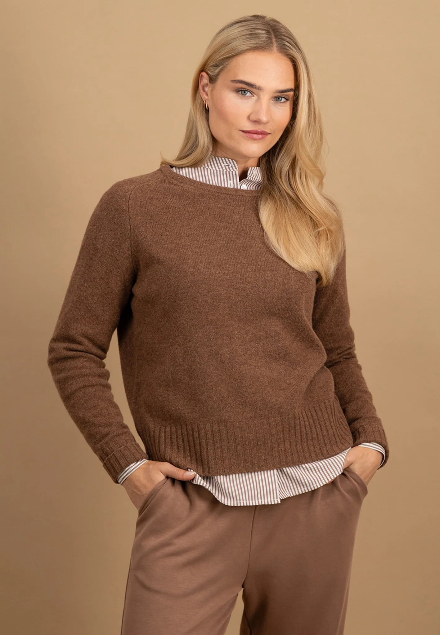 Pullover aus Merinowolle mit Rundhalsausschnitt