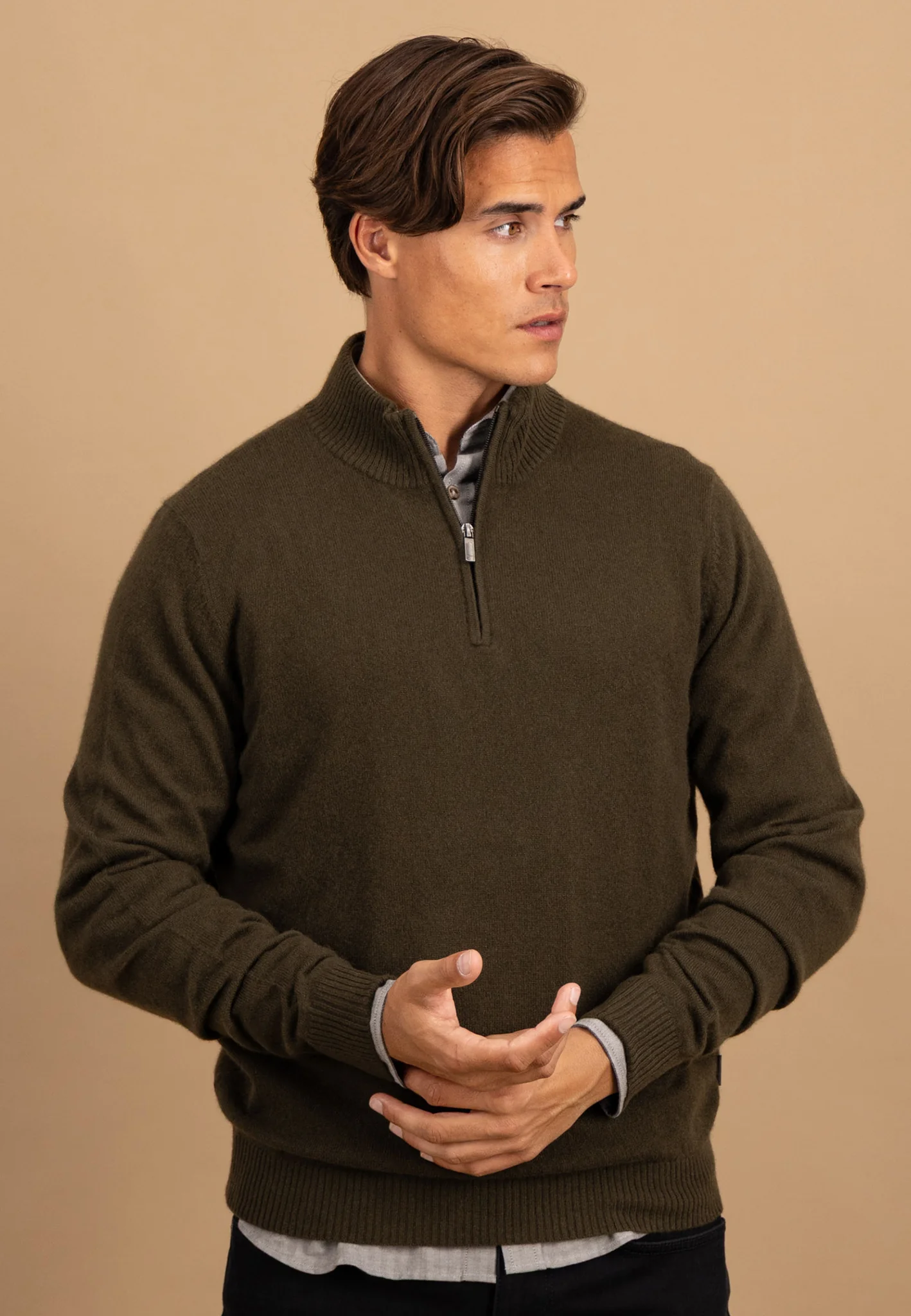 Pullover aus reinem Kaschmir mit Stehkragen und Reißverschluss - Image 3