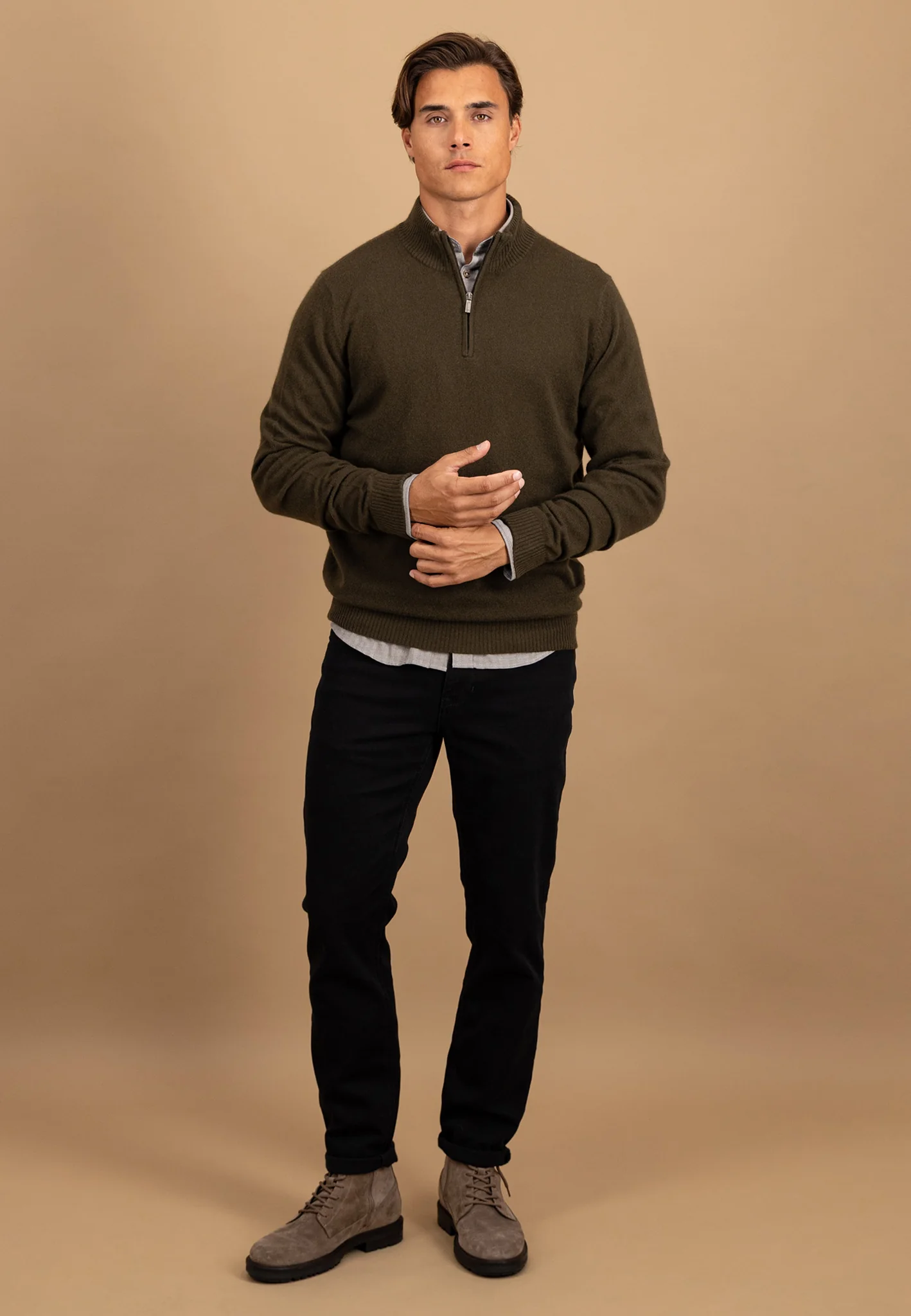 Pullover aus reinem Kaschmir mit Stehkragen und Reißverschluss - Image 6