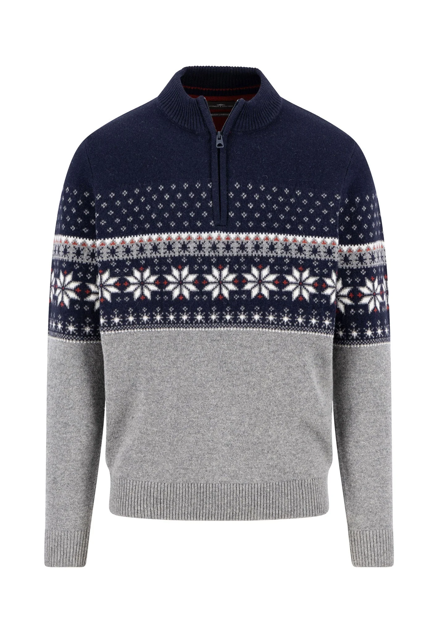 Pullover aus reiner Wolle mit Norwegermuster und Troyer-Kragen - Image 5