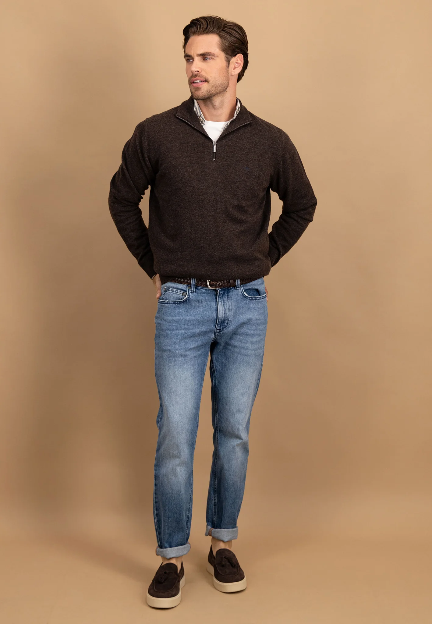 Pullover aus reiner Wolle mit Troyer-Kragen und Reißverschluss - Image 2