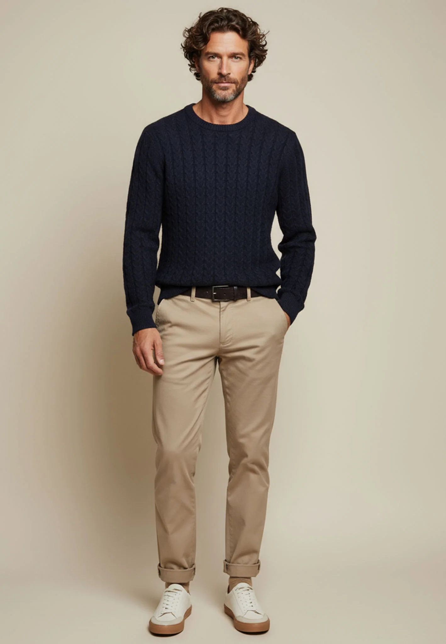 Pullover Baumwoll-Wollmix mit Rundhalsausschnitt und Zopfmuster - Image 2