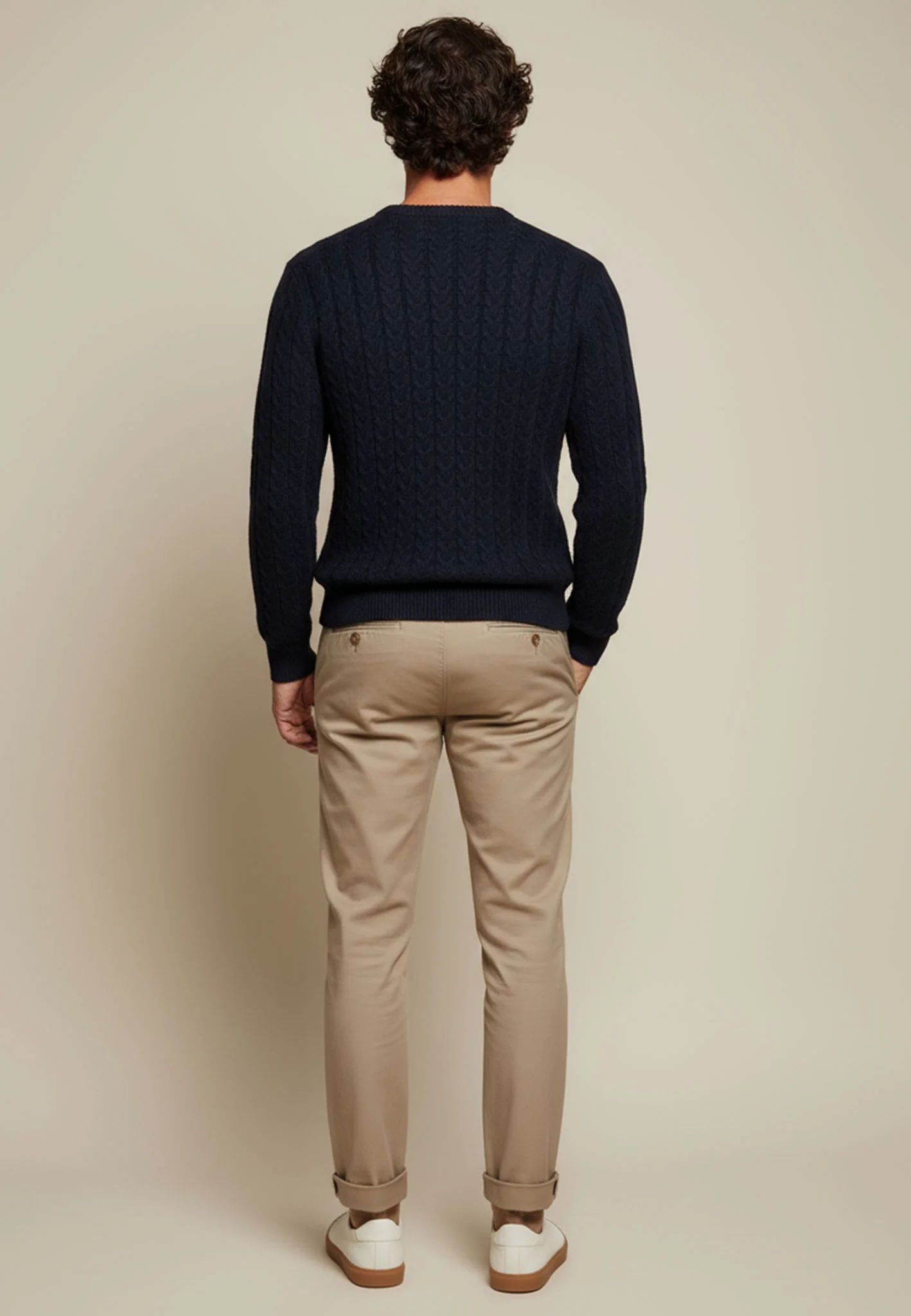 Pullover Baumwoll-Wollmix mit Rundhalsausschnitt und Zopfmuster - Image 3