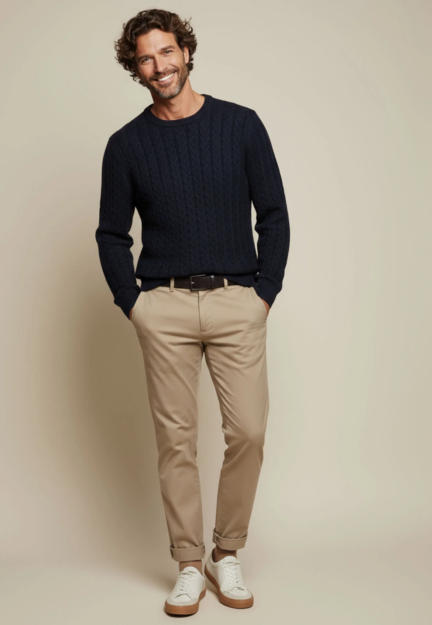 Pullover Baumwoll-Wollmix mit Rundhalsausschnitt und Zopfmuster - Image 4