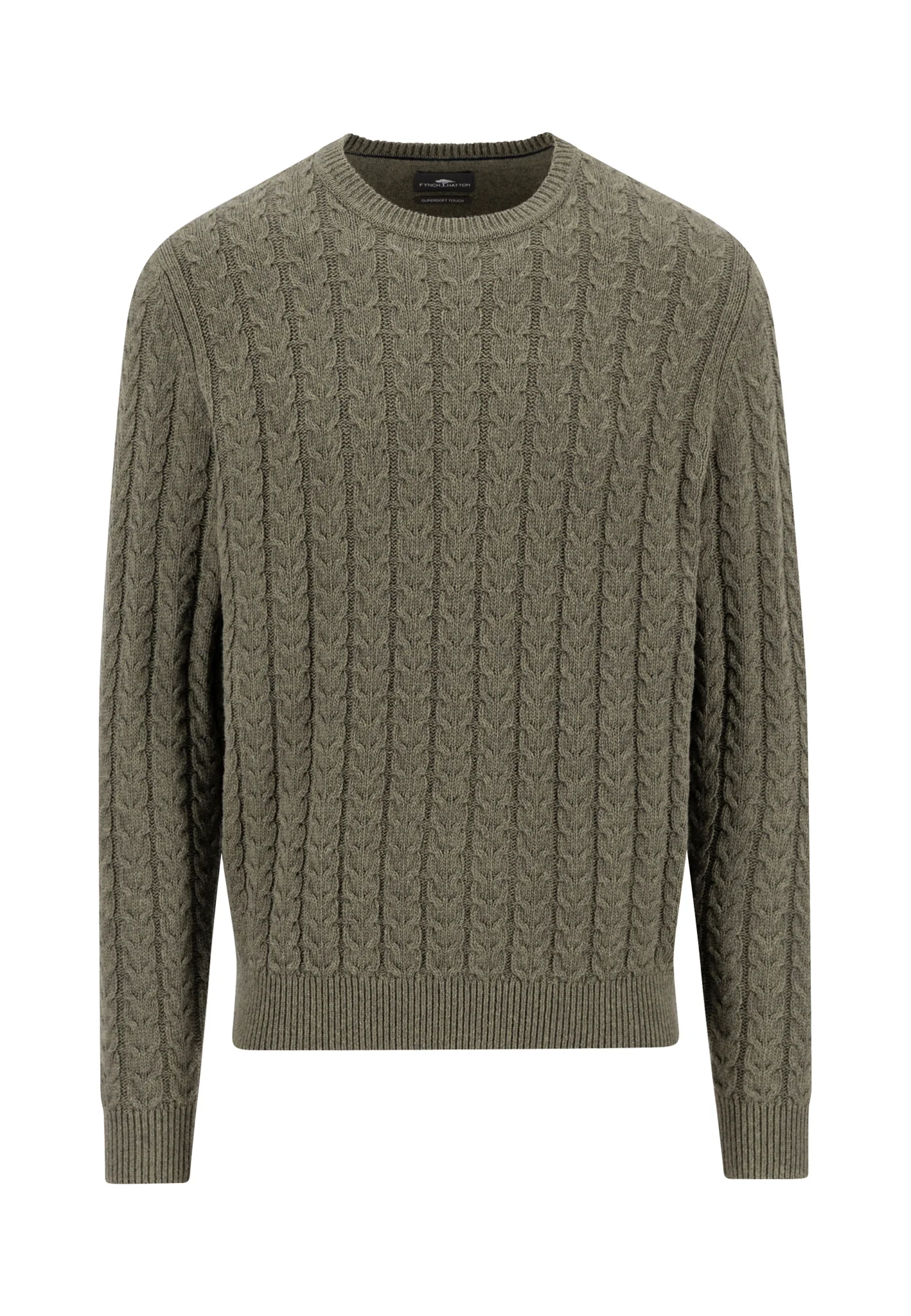 Pullover Baumwoll-Wollmix mit Rundhalsausschnitt und Zopfmuster - Image 7