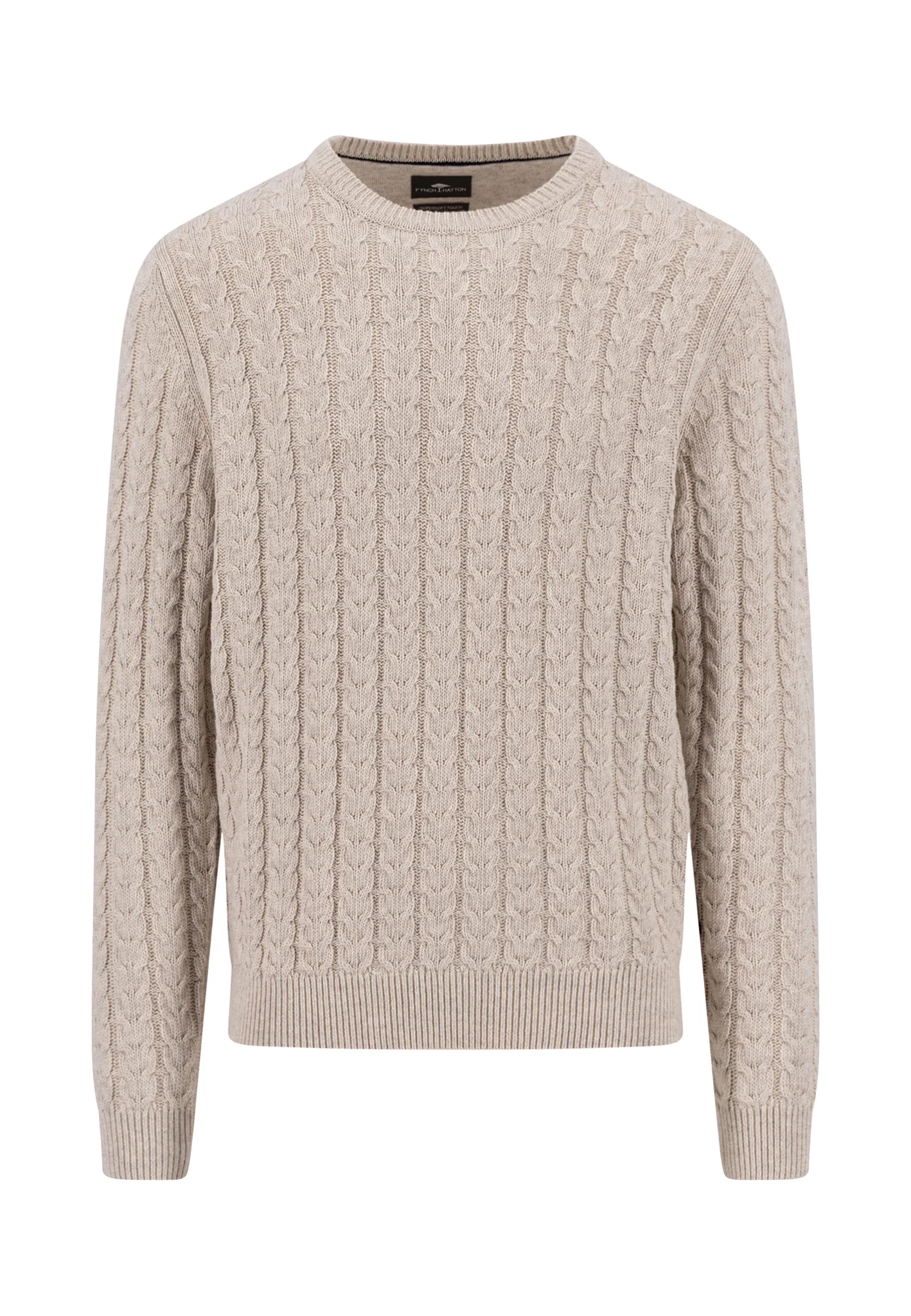 Pullover Baumwoll-Wollmix mit Rundhalsausschnitt und Zopfmuster - Image 9