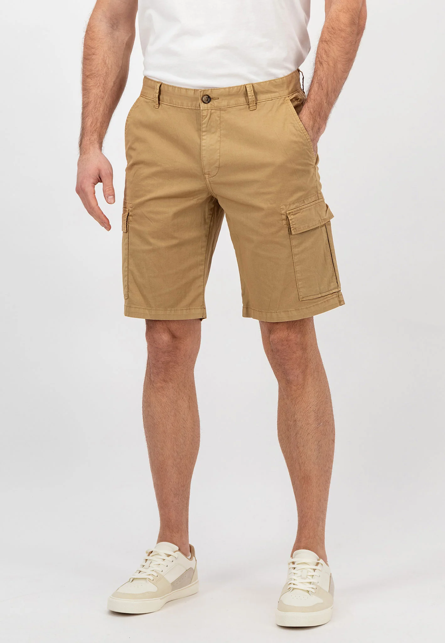 Shorts aus Baumwoll-Mix mit Gürtelschlaufen