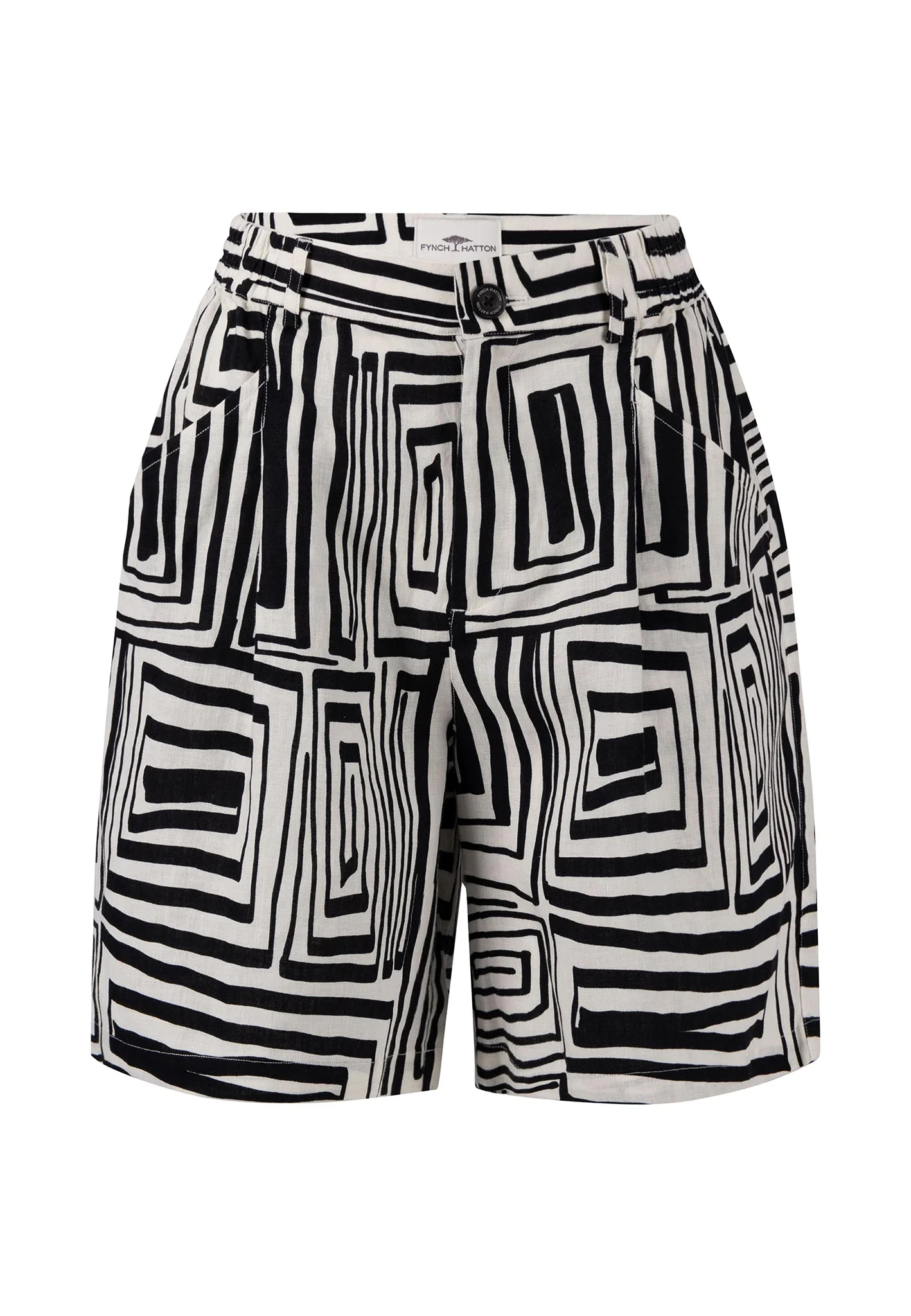 Shorts aus Leinen mit grafischem Allover-Print - Image 3