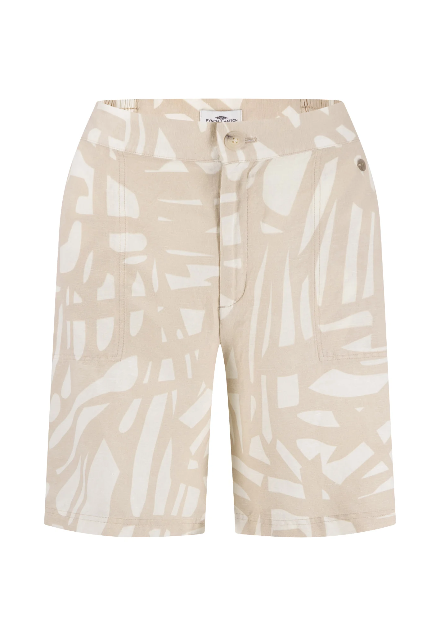 Shorts aus Leinen-Viskose-Mix mit Alloverprint