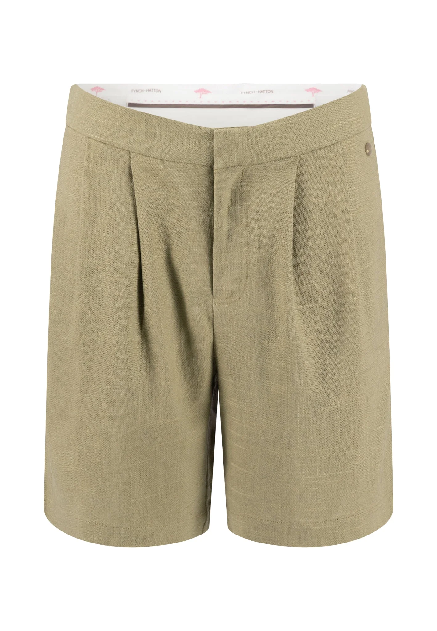 Shorts aus Viskose-Leinen-Mix mit Bundfalte