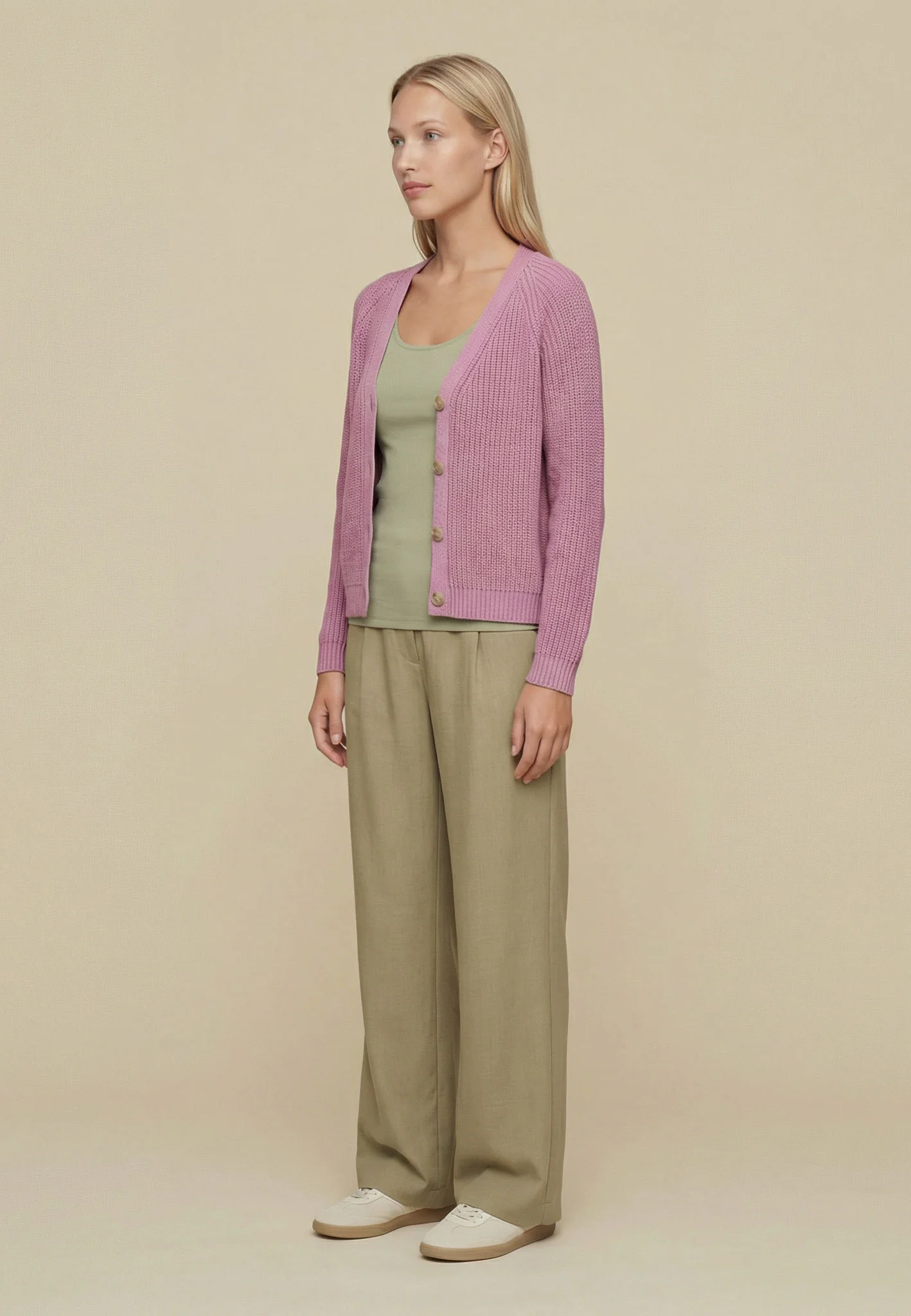 Strick-Cardigan aus Baumwolle mit V-Ausschnitt und Knopfleiste - Image 8
