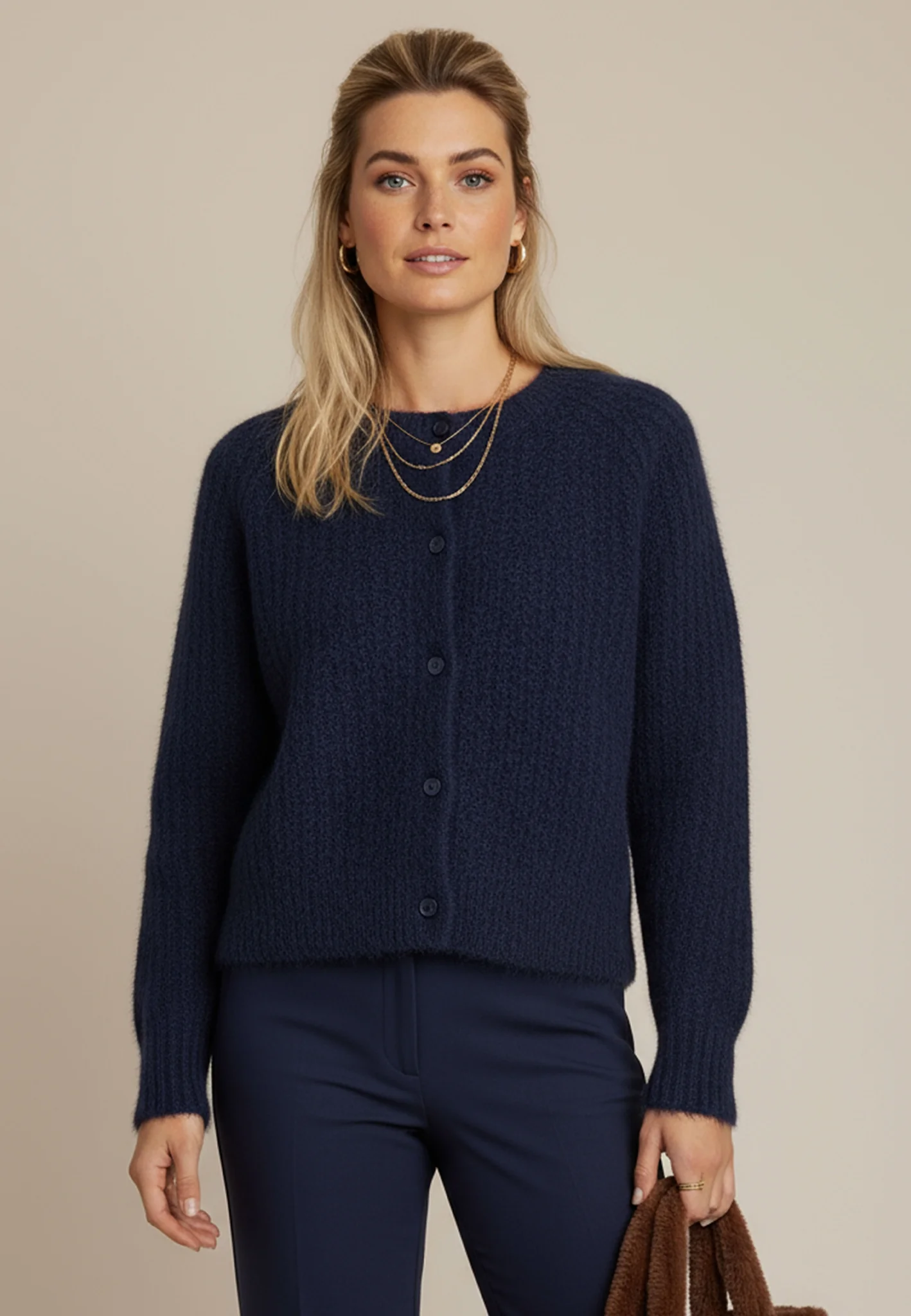 Strick-Cardigan aus Wollmix mit Knopfleiste