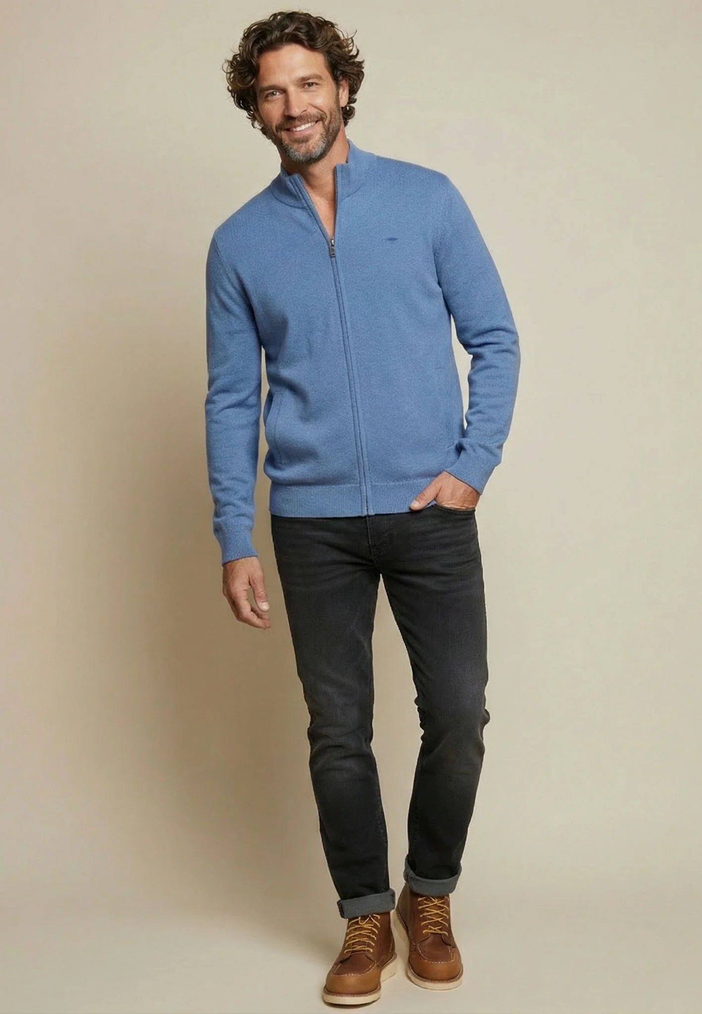 Strickjacke aus Baumwoll-Kaschmir-Mix mit Stehkragen - Image 2